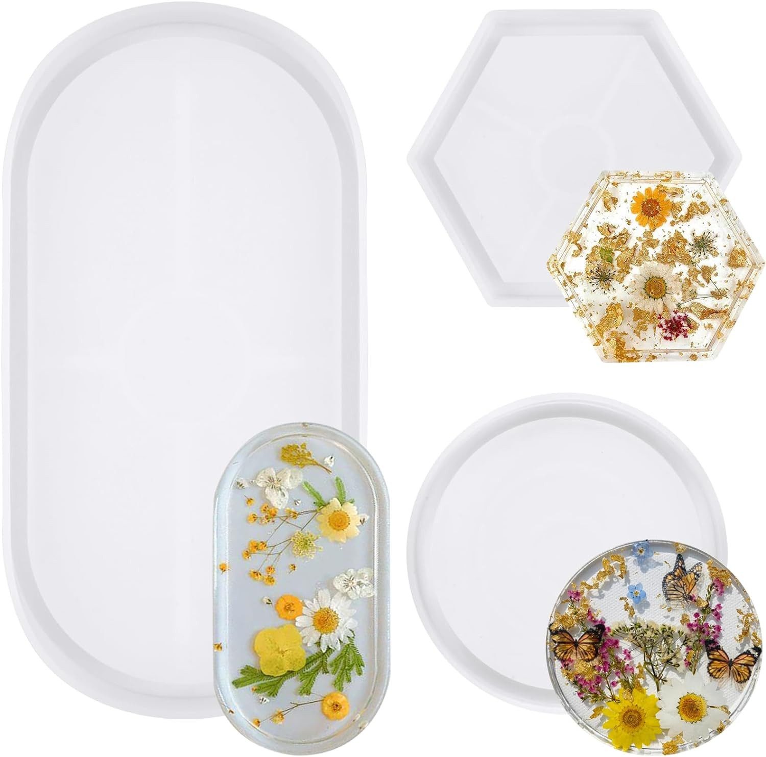 Coonoor Modellierwerkzeug Tablett Untersetzer,DIY Untersetzer Silikonform Kerzenhalter, (3 St)