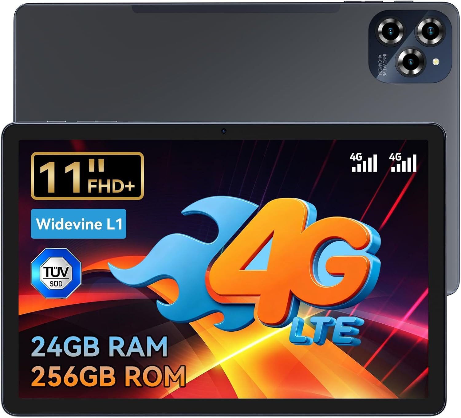 KINGRID 11'' W90-4GLTE ( 8+256) AI Tablet (256 GB, 4G LTE, mit Gemini-KI, FHD Display, 8000mAh Akku)