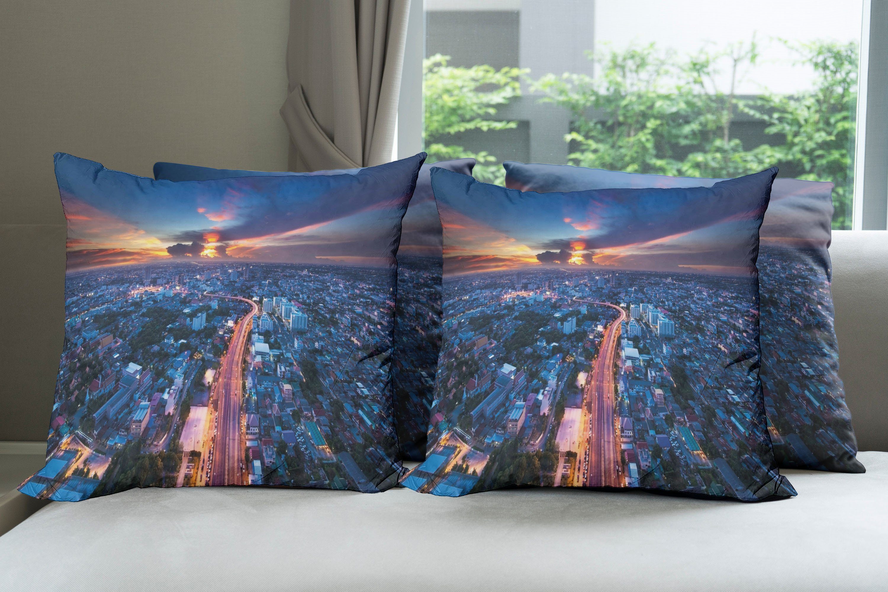 Kissenbezüge Modern Accent Doppelseitiger Digitaldruck, Stück), Bangkok (4 Skyline Abakuhaus Städtisch Thailand