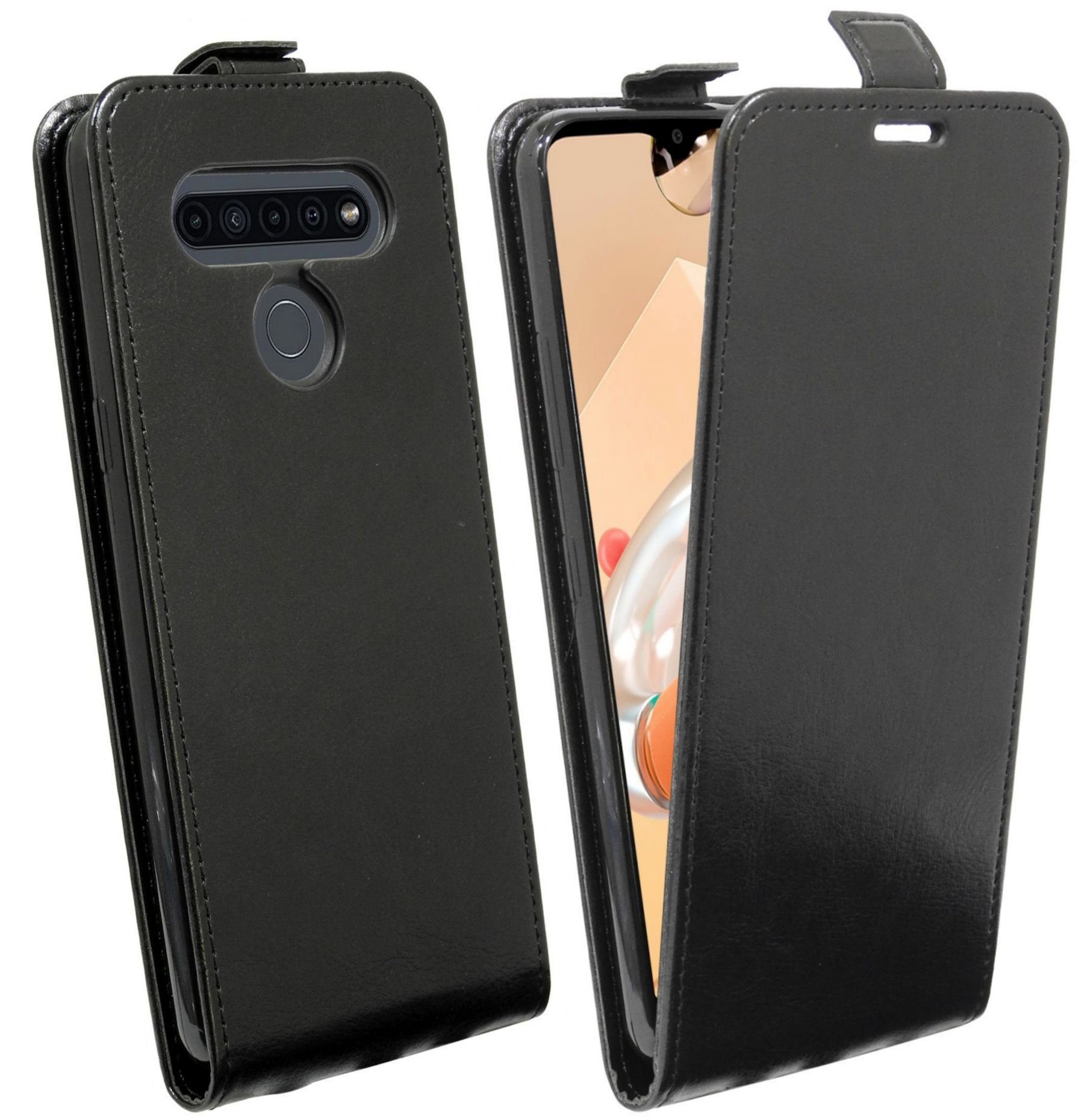 cofi1453 Handyhülle Flip Case für LG K51S, Schutzhülle Handy Flip Cover Klapptasche Schwarz