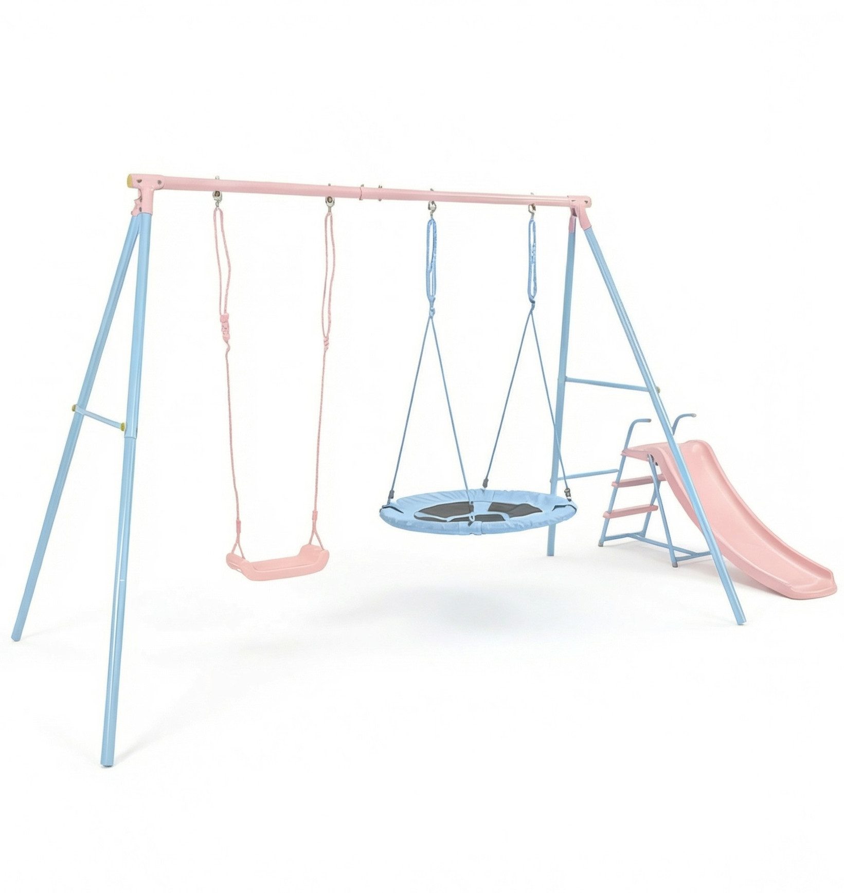 Rolipo Schaukelgestell mit Kinderschaukel & Rutsche & Nestschaukel, 330x136x180 cm, bis 50kg Geschenke für Kinder 3–12 Jahre