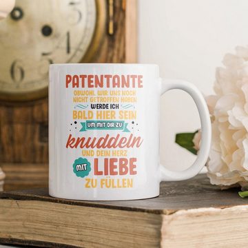22Feels Tasse Du Wirst Patentante Schwangerschaft Geschenk Baby Kaffeetasse Frauen, Keramik, Made in Germany, Spülmaschinenfest