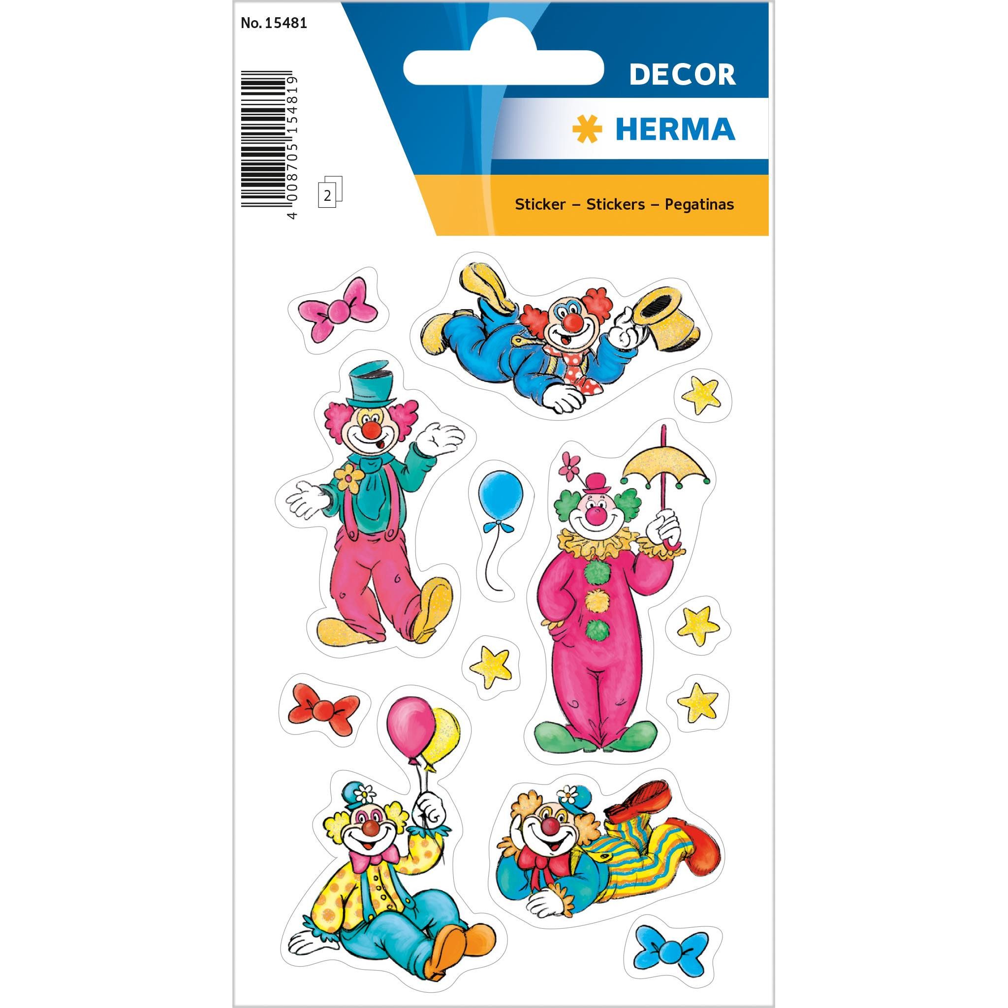 HERMA Наклейки Herma Наклейки DECOR Clowns beglimmert 2 Bl