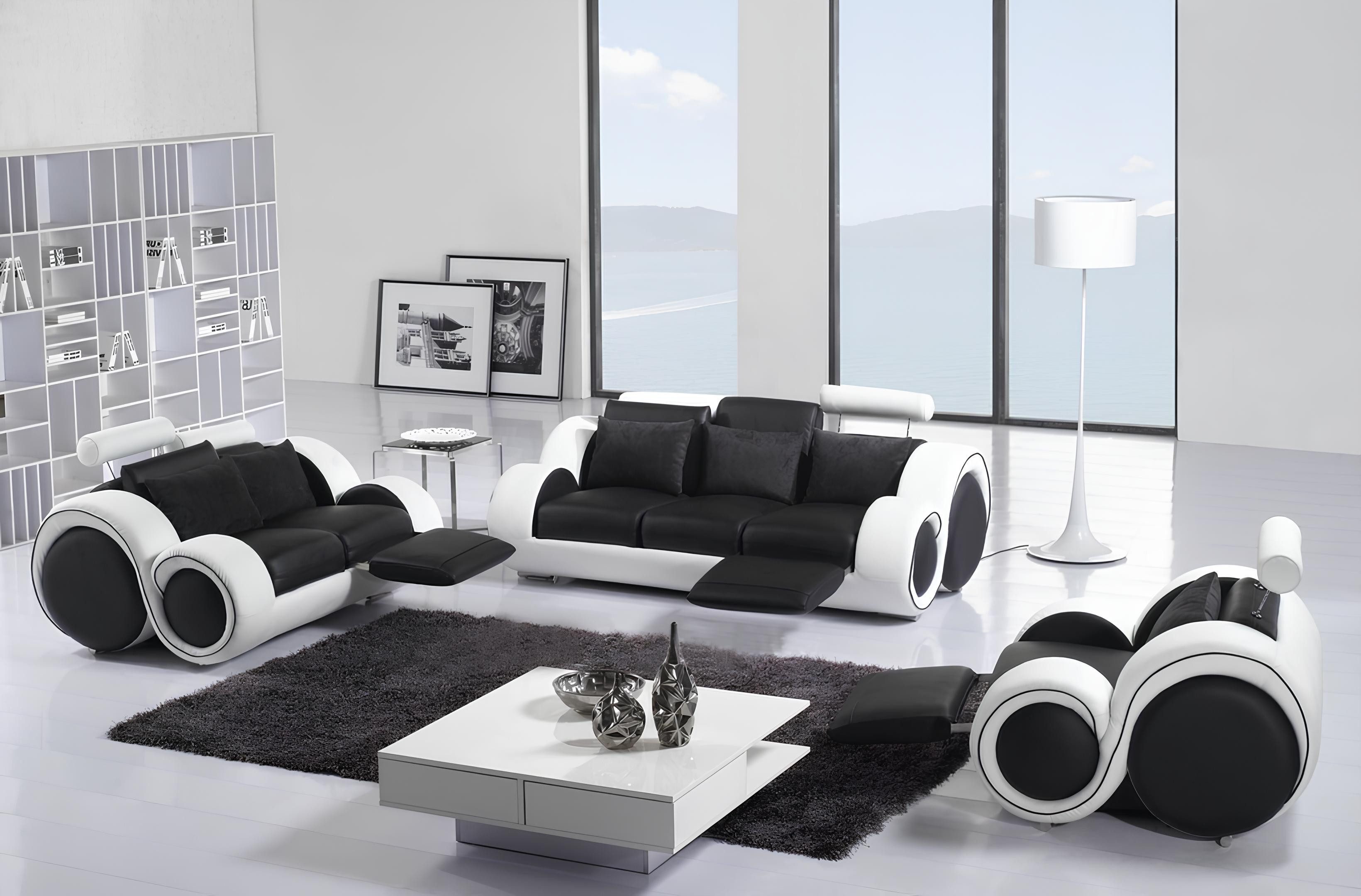 Xlmoebel Polstergarnitur Ledergarnitur mit Relaxfunktion in elegantem Design, (3-tlg., Sofagarnitur 3+2+1 Sitzer), Hergestellt in Europa