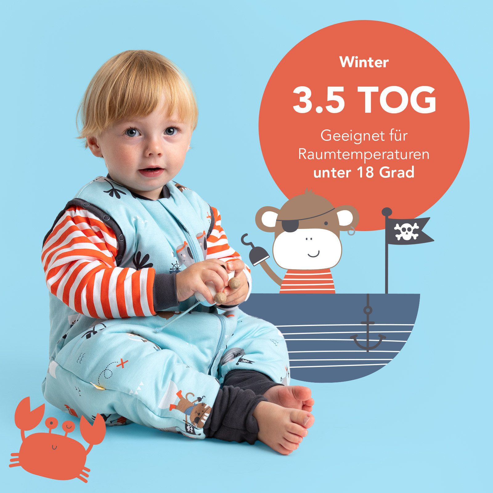 Schlummersack Kinderschlafsack Schlafsack mit Füßen und umklappbaren Bündchen, 3.5 Tog – Bild 5 von 5