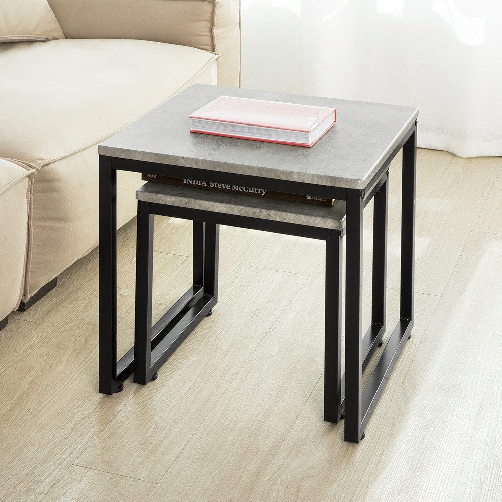 SoBuy Satztisch FBT42, Wohnzimmertisch, Tisch-Set, 2er Set Couchtisch Beistelltisch 2-teilig Satztisch Sofatisch – Bild 4 von 5