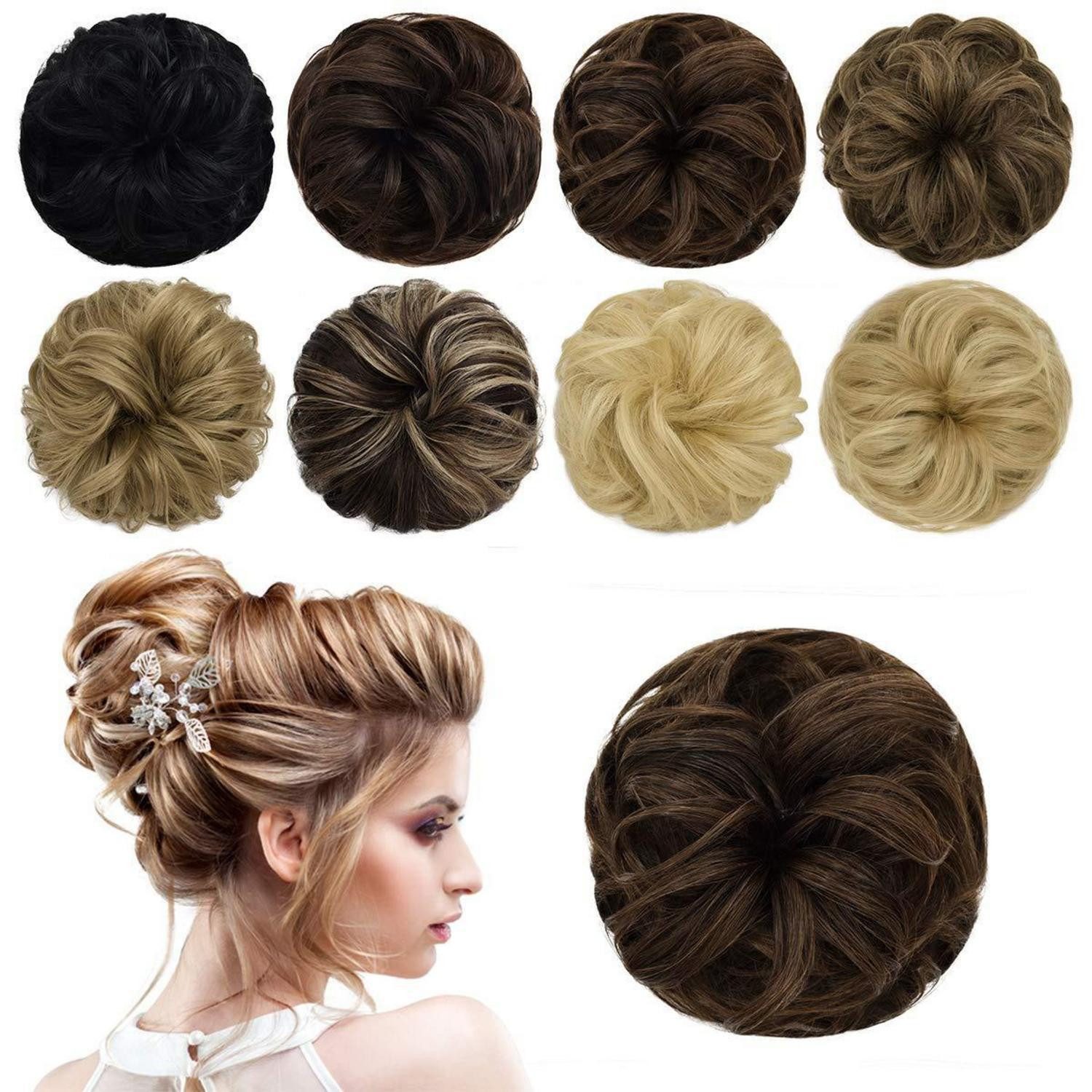 LuxusKollektion Echthaar-Extension Haarteil Messy Bun Scrunchie Echthaar Chignon Schokoladenbraun