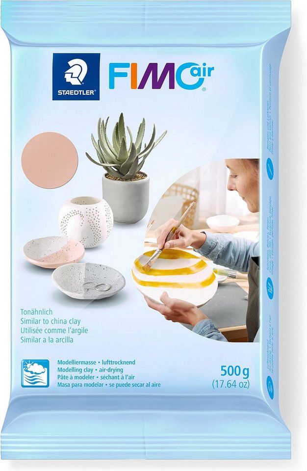 STAEDTLER Modelliermasse lufttrocknende Modelliermasse FIMO air 500g Blassrosa 5 Stück (Mehrfachpackung, 5-tlg., 5x 500g), Kein Brennvorgang erforderlich – härtet an der Luft aus