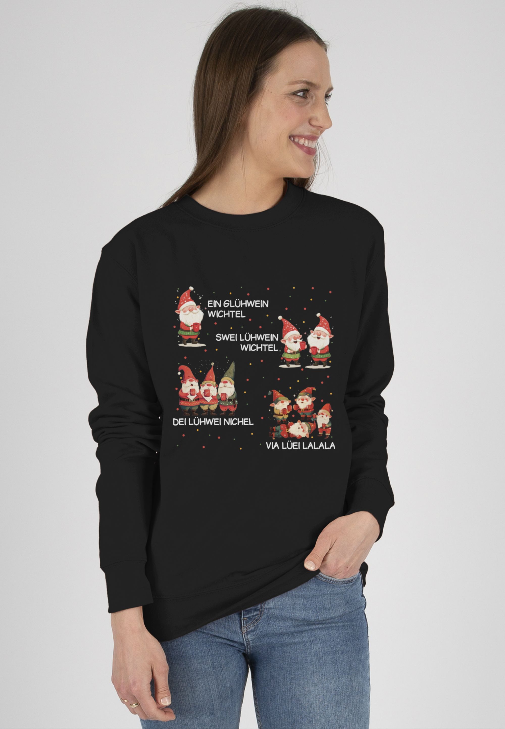 Shirtracer Sweatshirt Ein Glühwein Swei Glühwein, Wichtel, Ein Glühwein Zwei Glühwein, We (1-tlg) Weihnachten