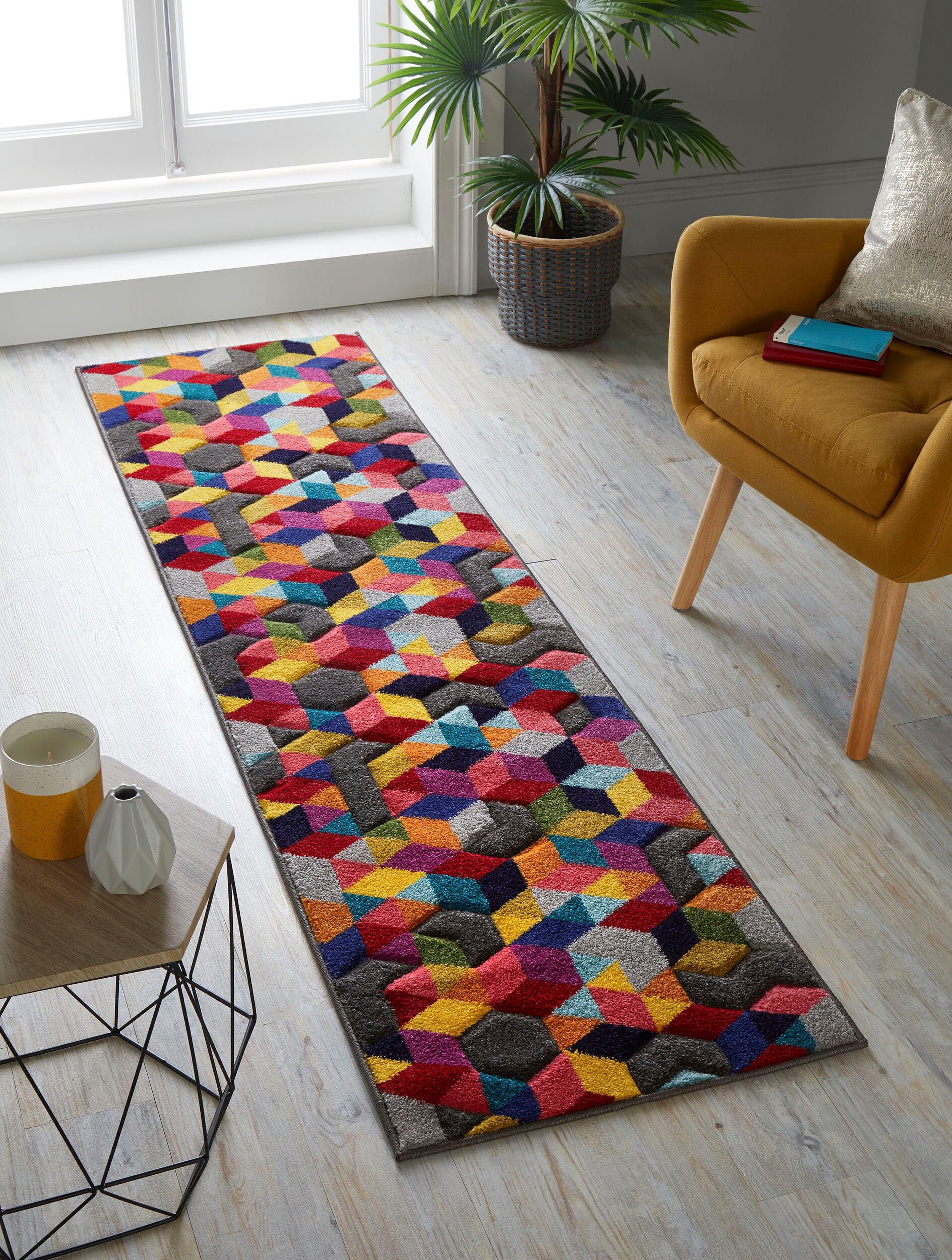 Läufer Dynamic, mm, 10 Design, Höhe: fußbodenheizungsgeeignet, geometrisches rechteckig, Muster, RUGS, FLAIR Läufer Cube