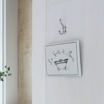 Mirabeau Wanddekoobjekt Deko-Schild La salle de bain weiß