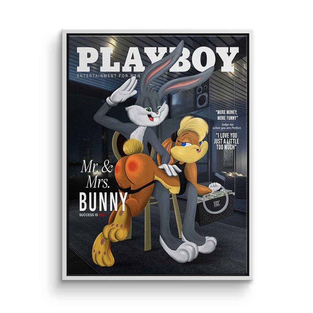 DOTCOMCANVAS® Leinwandbild Playboy Bunny, Leinwandbild Playboy Bugs Bunny Lola Bunny Comic Cartoon sexy schwarz