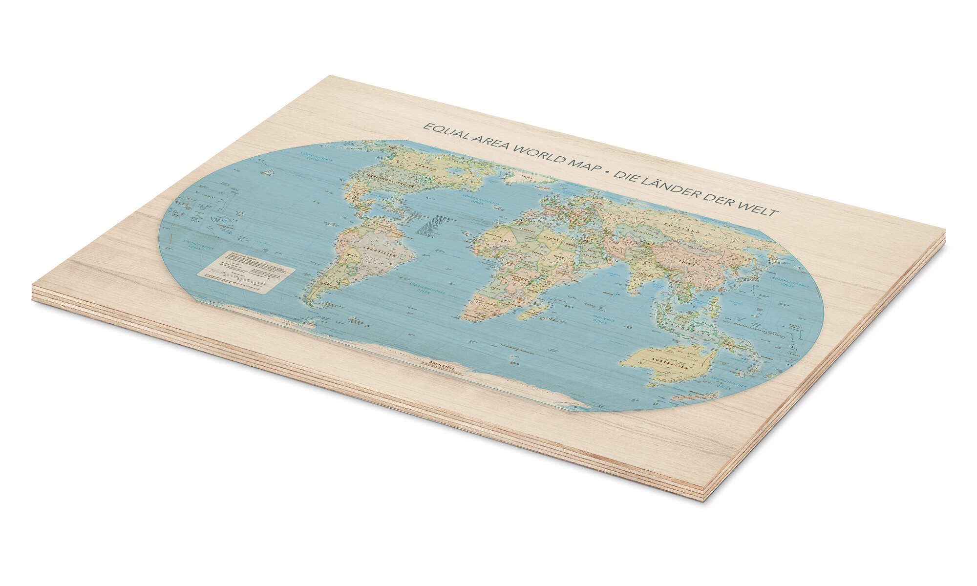 Posterlounge Wandbild Equal Area World Map, Länder der Welt, Editors Choice, erhältlich als Poster, Leinwandbild, Wandsticker oder Acrylglasbild