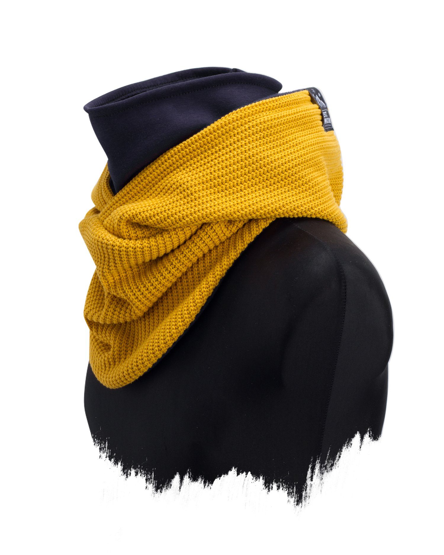 Hooded Windbreaker Knit Loop Kapuzenschal, Manufaktur13 mit Modeschal Mustard Strickschal, - integriertem Schal,