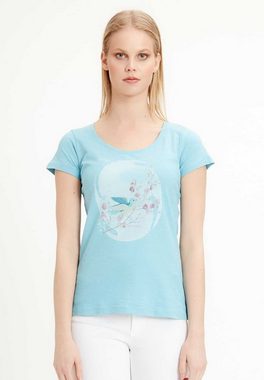 ORGANICATION T-Shirt T-Shirt aus Bio-Baumwolle mit Vogel-Print in Milky Blue