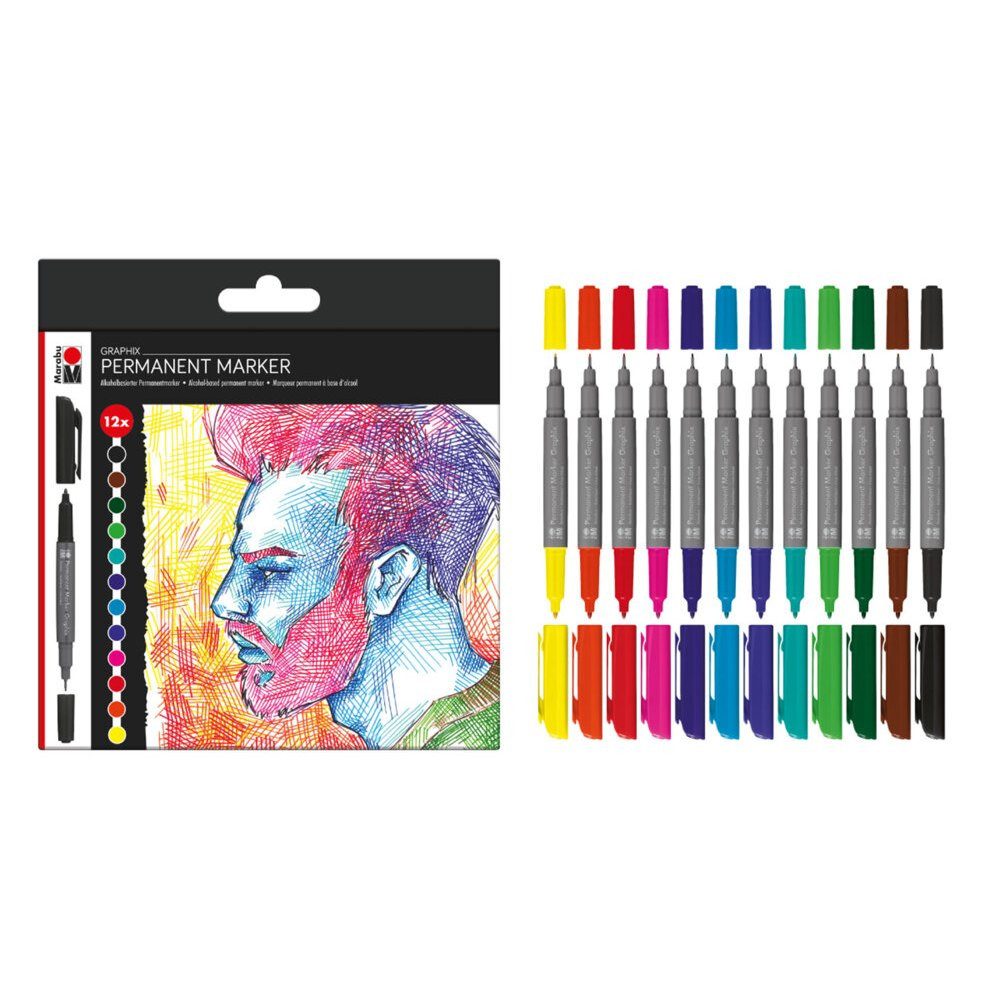 Marabu Permanentmarker Marabu Permanent Маркеры Graphix Set Significant 12 Teile