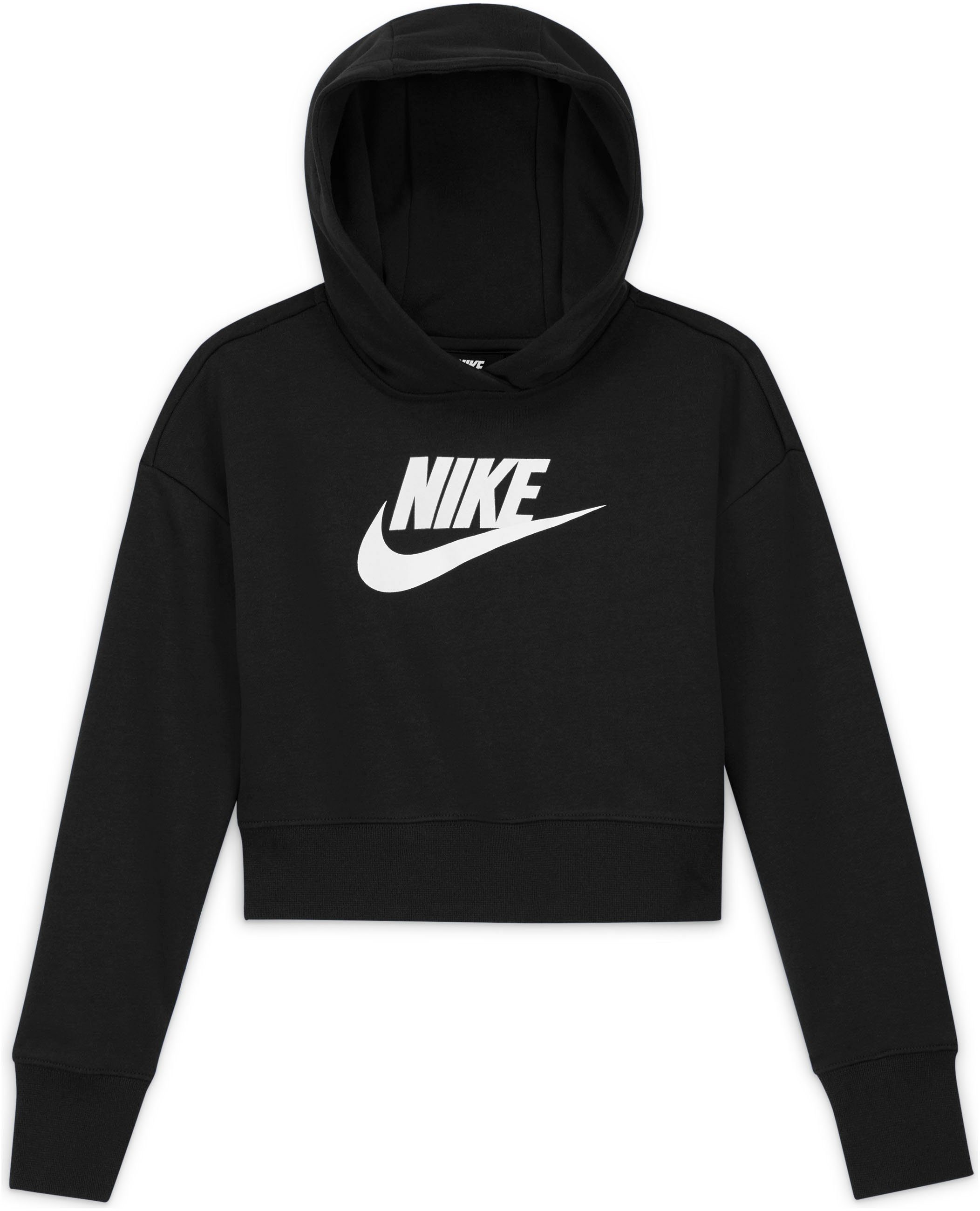 Nike Sportswear Club schwarz Terry Kapuzensweatshirt (Girls) French Cropped Kids' Hoodie Big