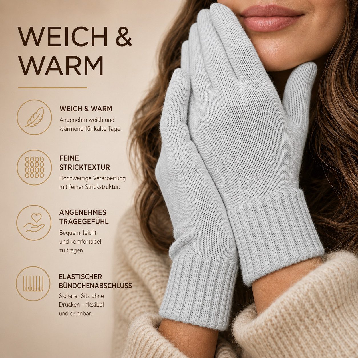 herémood Strickhandschuhe Handschuhe Winter für Damen Herren, Winterhandschuhe, Sport & Fahrrad vollständig bedeckte Finger, Testsiegel SEHR GUT (Note 1,1) – Bild 5 von 5