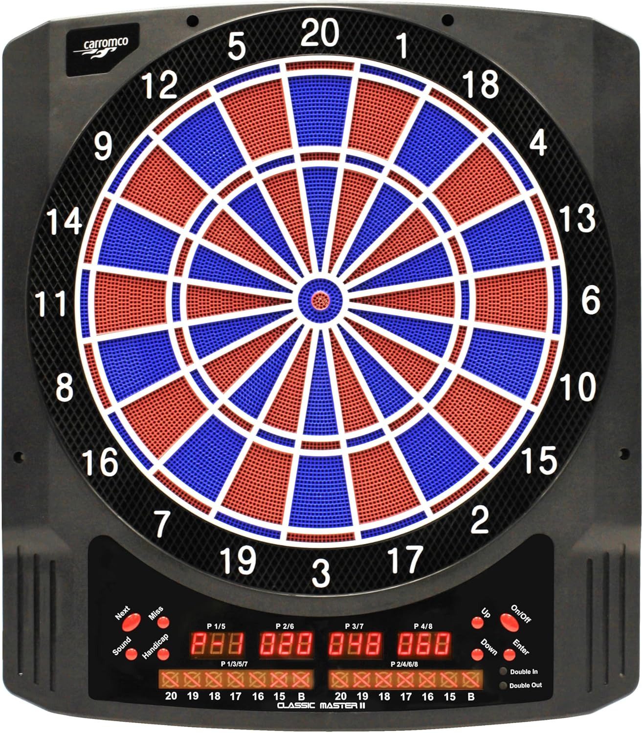 Carromco Zielscheibe Dartscheibe Elektronisch Classic Master II, Dart, Softdarts & Netzteil, 36 Spiele & 585 Varianten