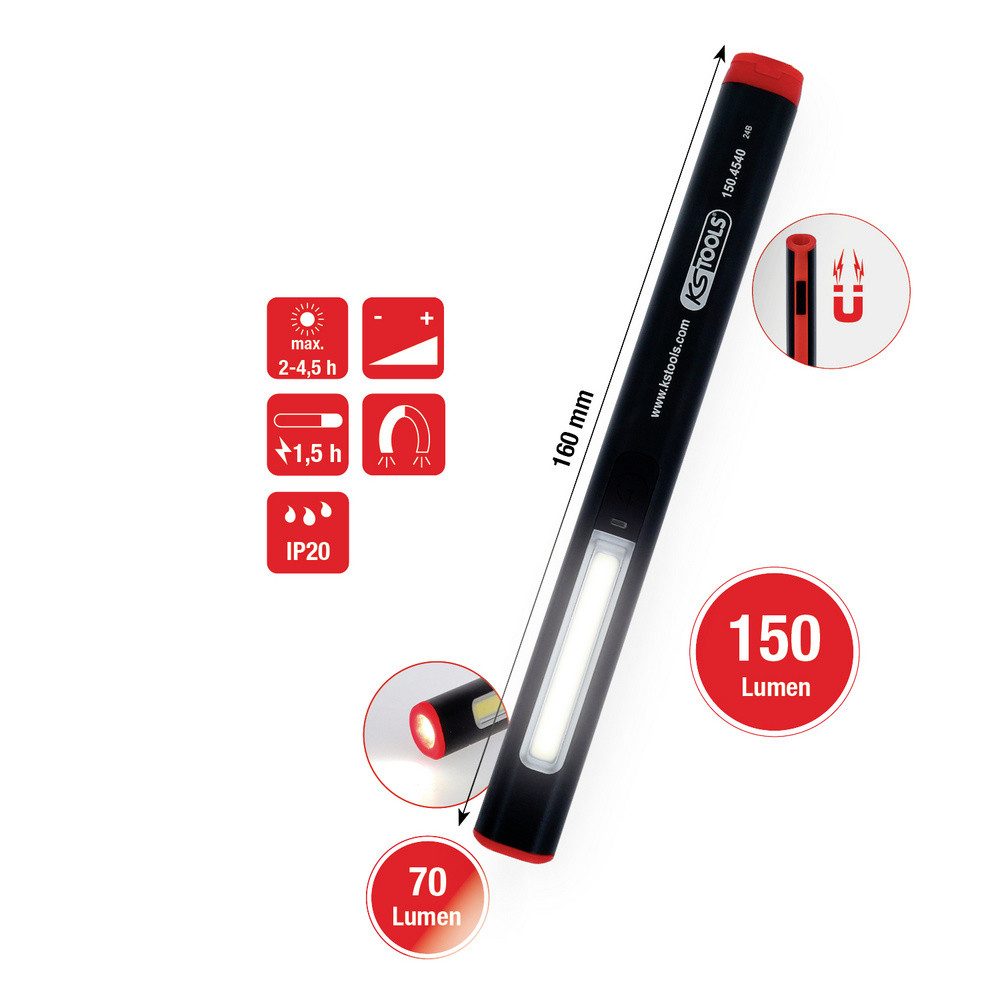 KS Tools Taschenlampe KS Tools UltimateBEAM Aluminium LED-Stiftlampe Li Arbeitsleuchte