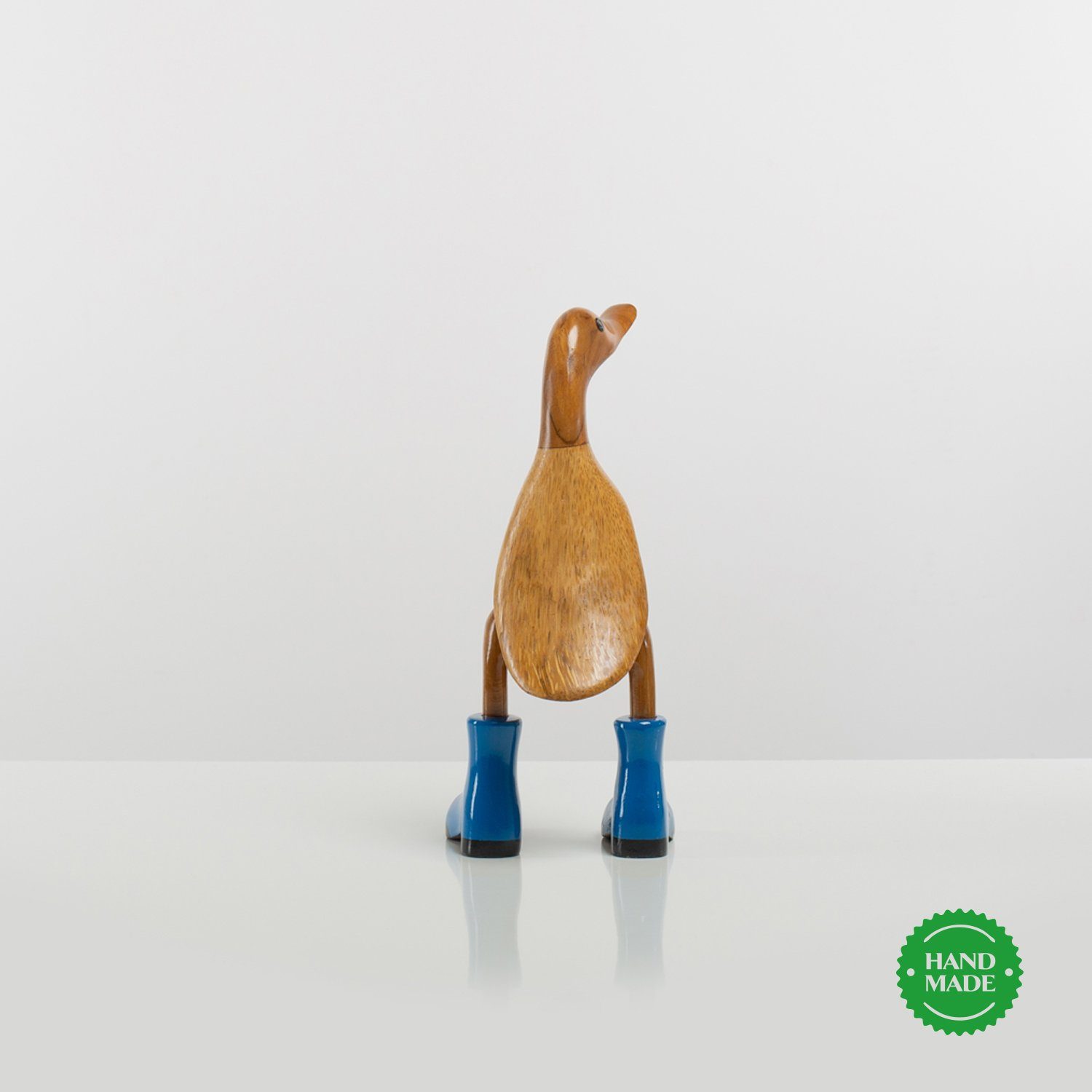 Rikmani Dekofigur Handgefertigte Holzarten Set), Holz Geschenk - Dekoration 3 (3-er Holzfigur aus Stiefel Ente blau