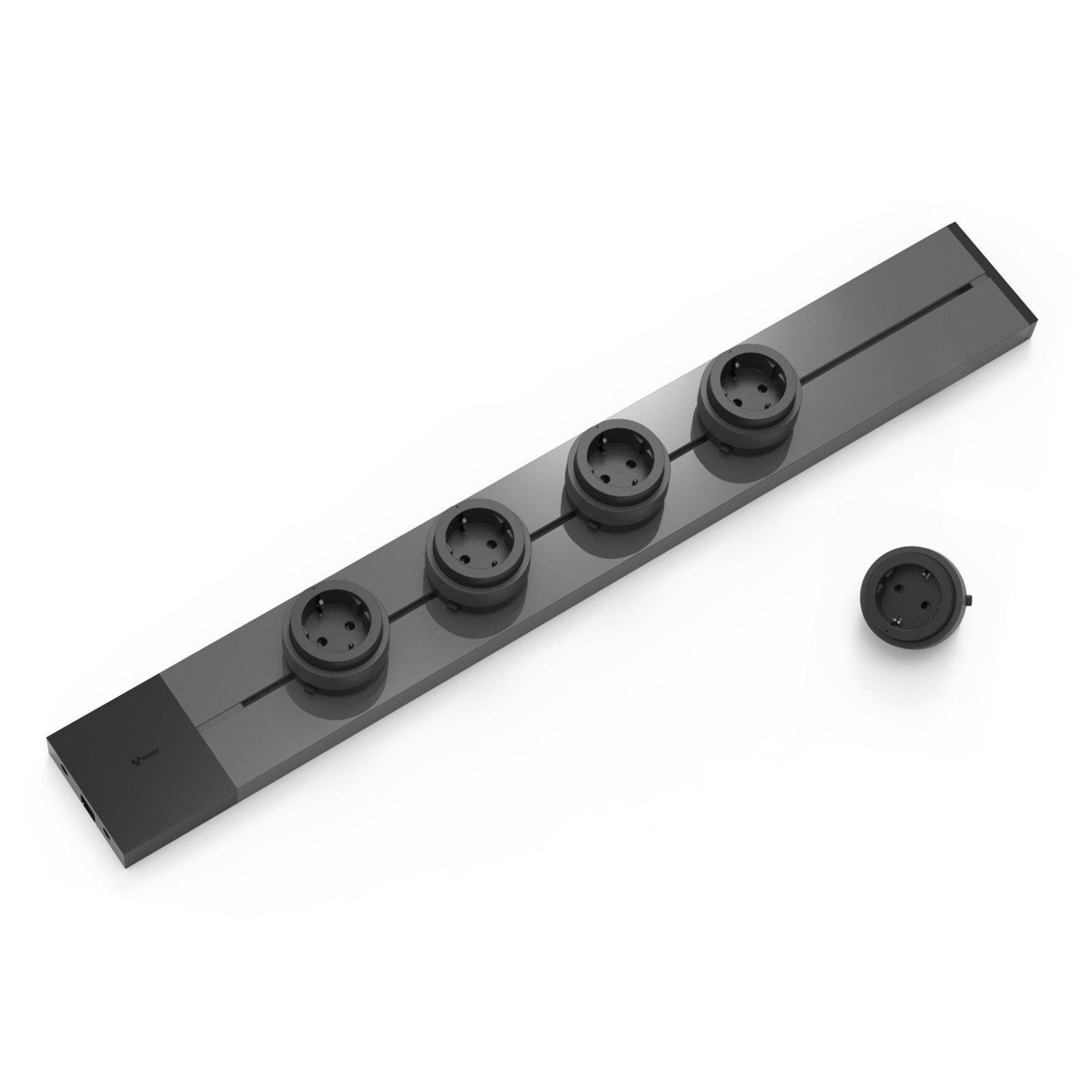 GONEO Stromschienen-Steckdose mit Adapter, Mehrfachsteckdose (Kabellänge 0.75 m), für Küche, Büro & Home Office