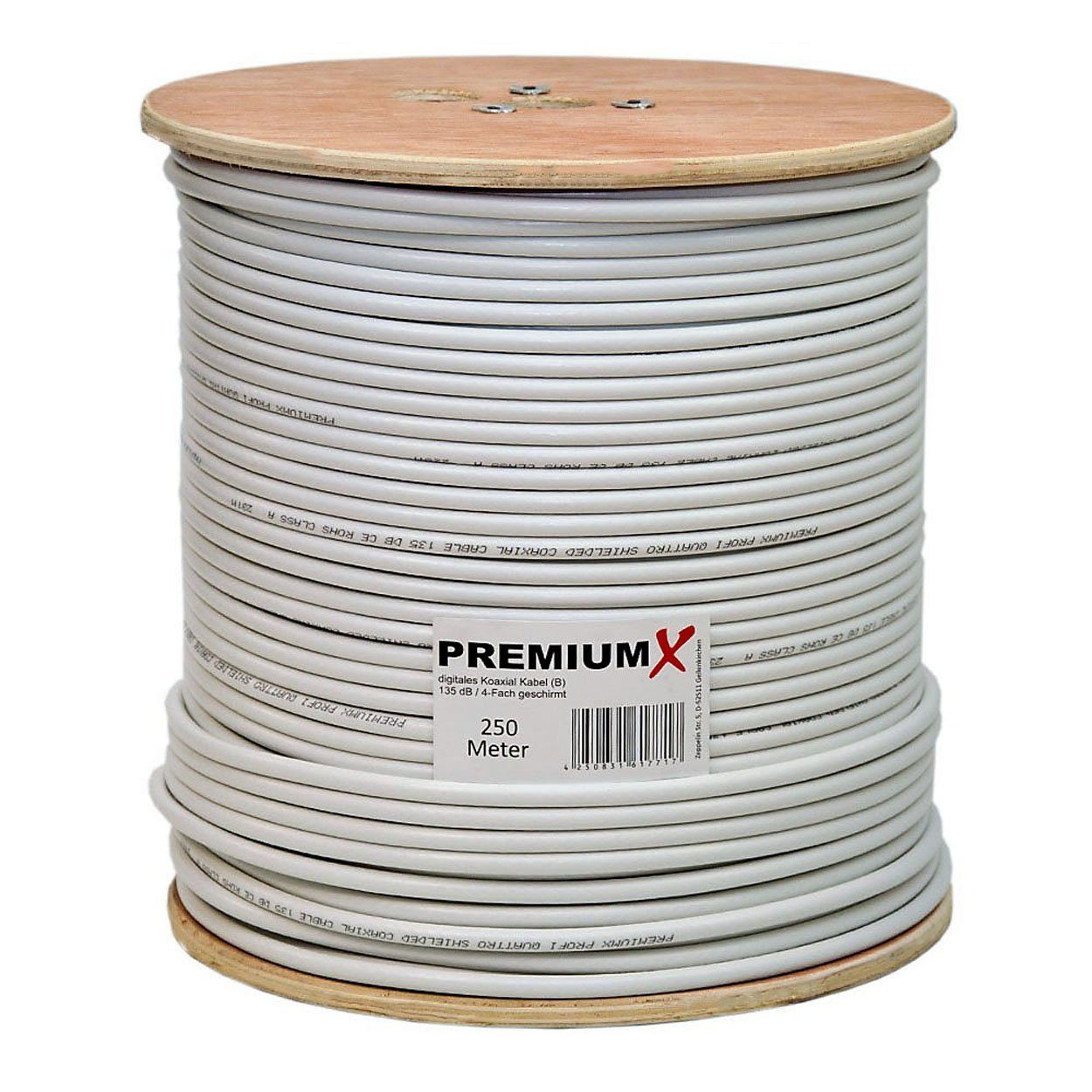 250m BASIC Koaxialkabel 135dB 4-fach CCS SAT Kabel Antennenkabel TV-Kabel