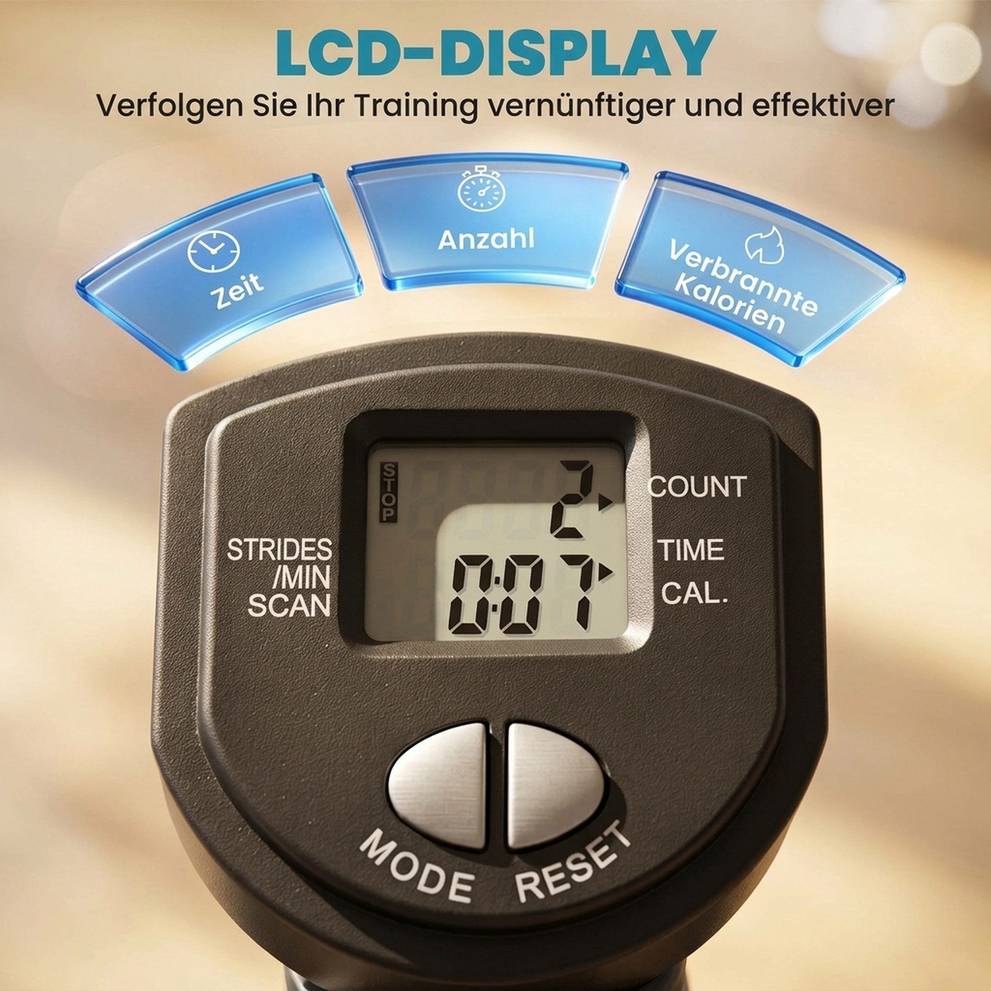HOMCOM Stepper mit Handgriff (klein, 1-tlg., Fitness Heimtrainer), höhenverstellbar, Schwarz+Silber – Bild 5 von 5