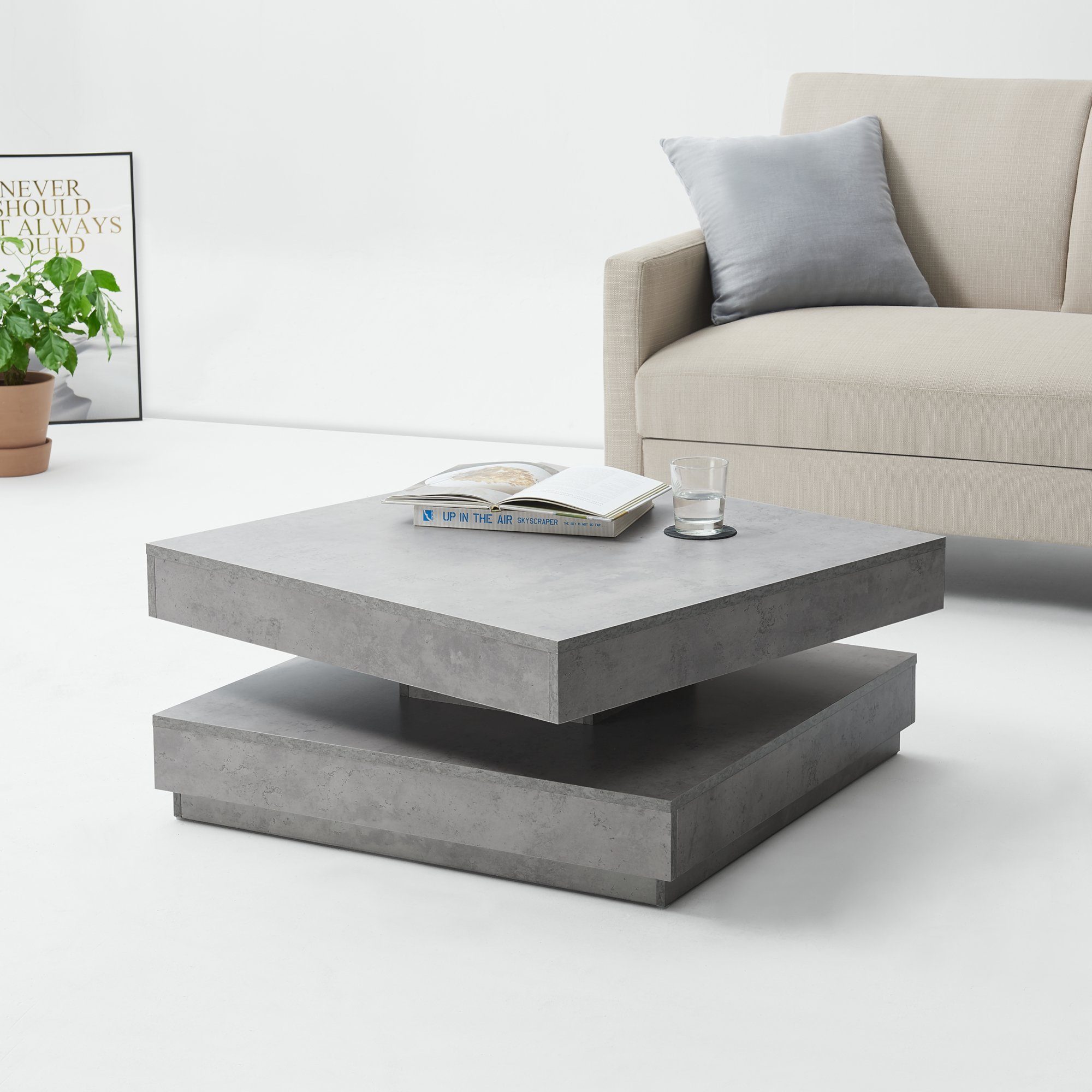 en.casa Couchtisch, »Florenz« Beistelltisch drehbar 76x76x38cm günstig online kaufen