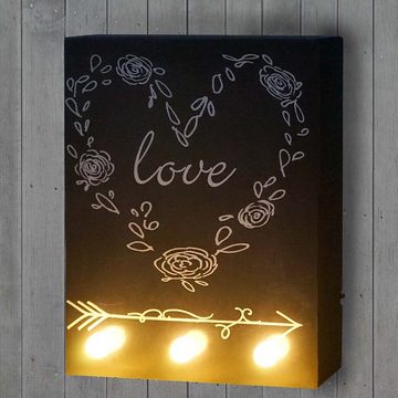 MCW LED-Bild Wandbild-Love, Love, Batteriebetrieben, Schöner Leuchteffekt, Komplett fertig montiert