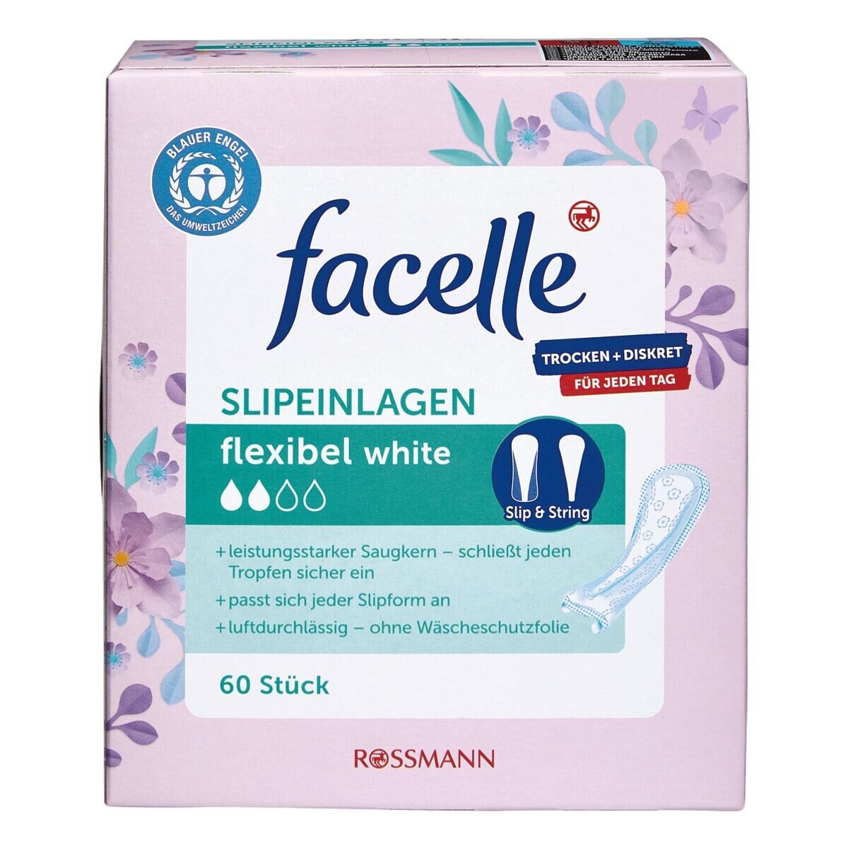 facelle Slip-Einlage Flexibel White, 60 Stück