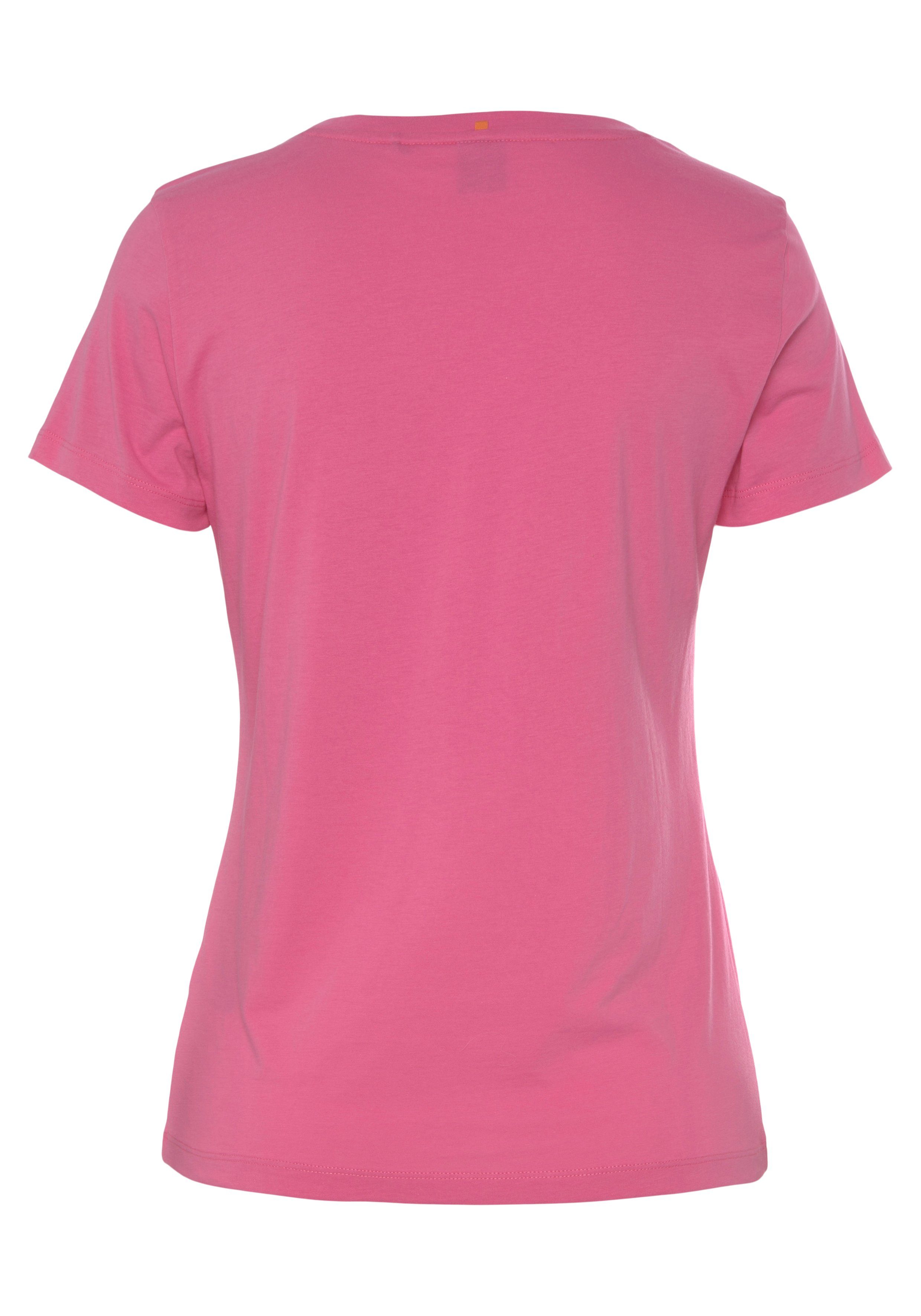 BOSS ORANGE Stoff, mit Premium medium_pink1 Qualität Logostickerei, T-Shirt hochwertiger weicher