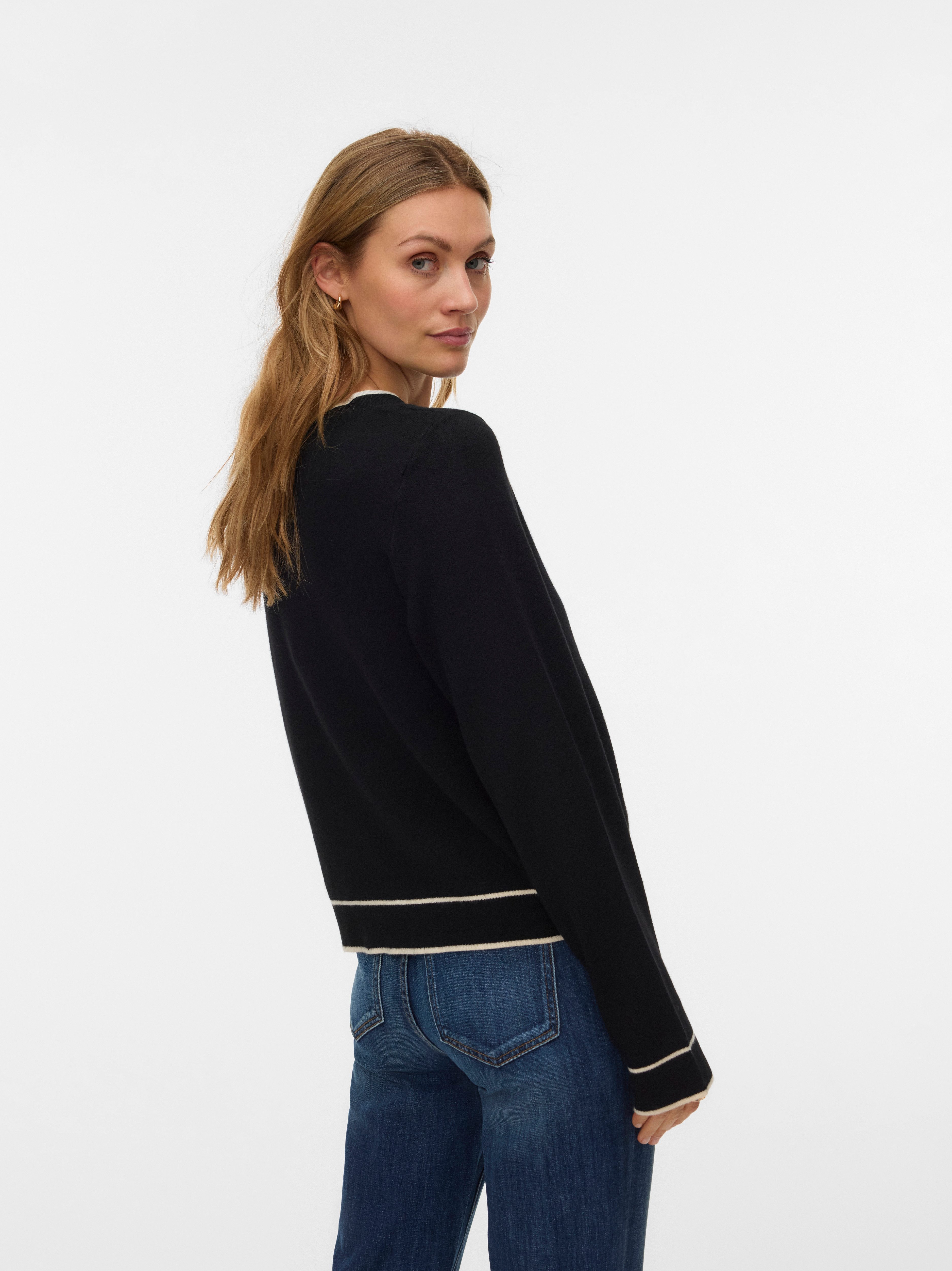 Vero Moda Strickpullover VMGOLD LS O-NECK DOUBLE CONTRAST PULL