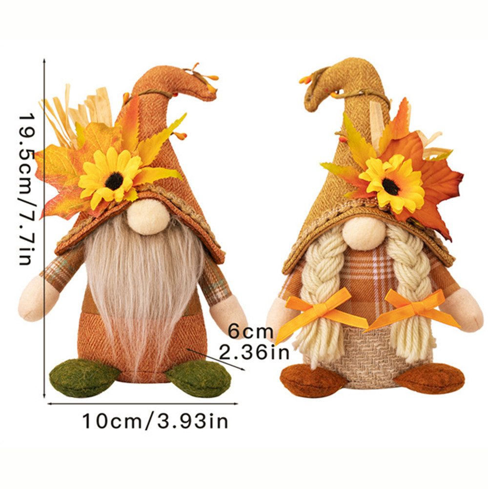 CLTYQ Wichtel Herbst Dekoration Wichtel Figuren,mit Sonnenblume Dekofigur (2 St), Herbstdeko Innen für Thanksgiving und Herbst Dekoration – Bild 5 von 5