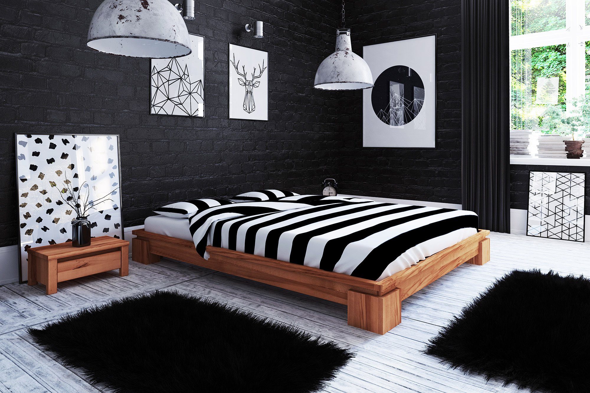 byoak Bett VINCI 90 x 220 aus Massivholz, ohne Kopfteil, Naturgeölt