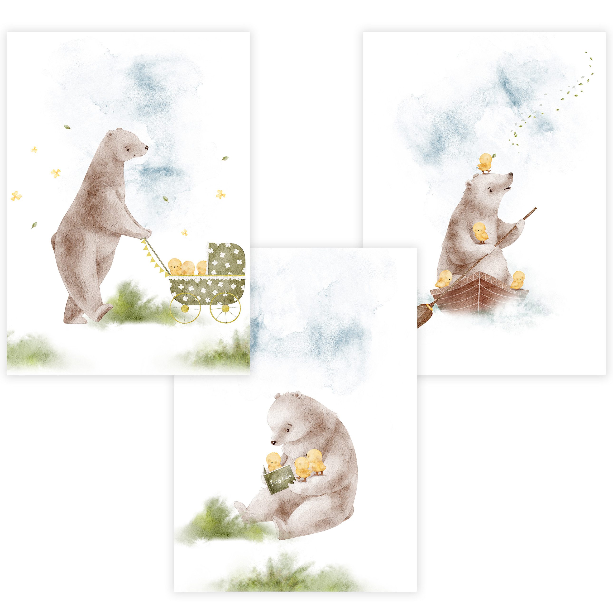 Poster Kinderzimmer Poster 3er Set Premium P780 / Bär
