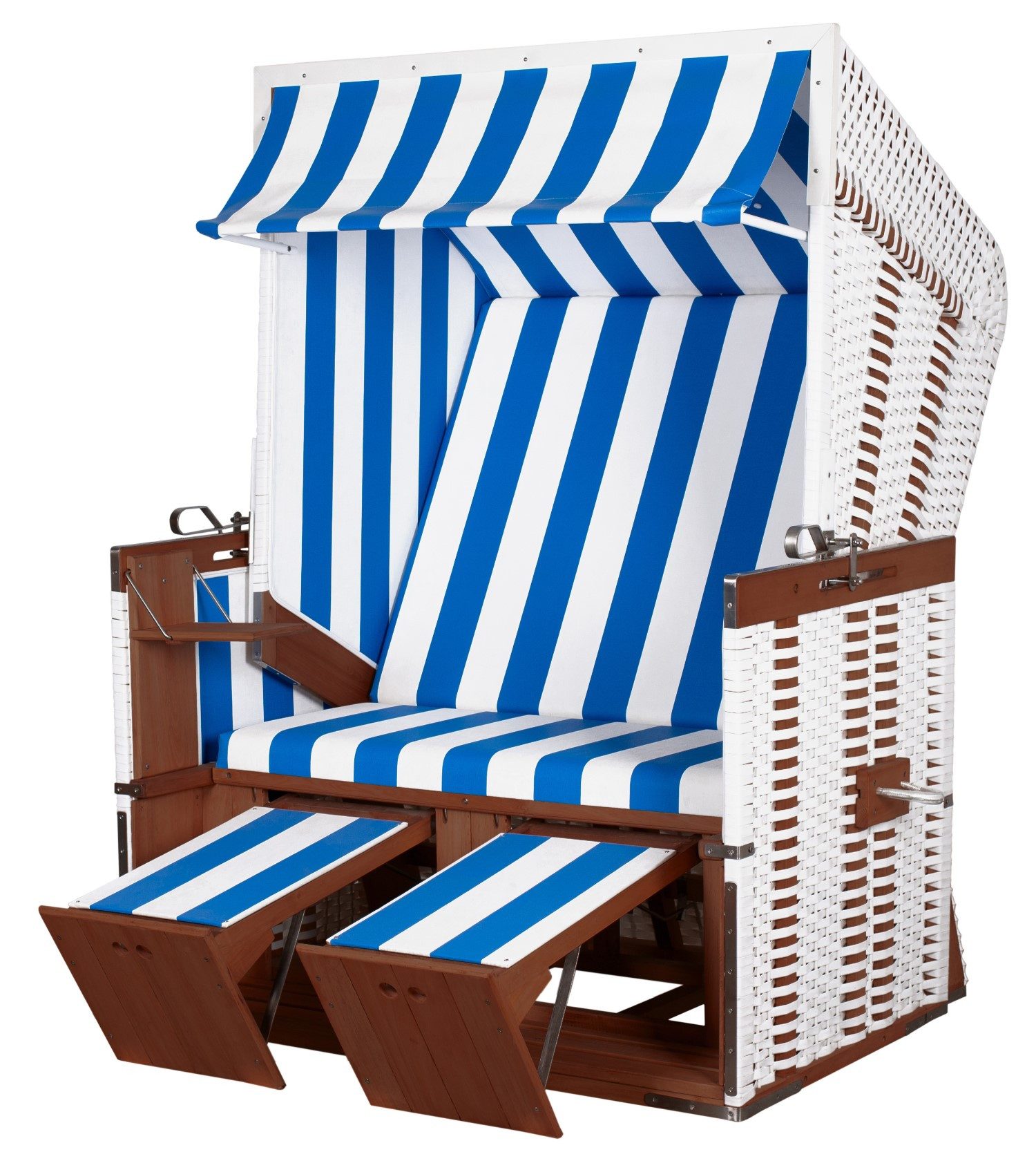 deVries Strandkorb deVries Profi Nordsee Sylt - PE weiß - Modell 991, BxTxH: 128x95x160 cm, Oberkorb ca. 165 Grad, Nordsee-Strandkorb, lackiertes Mahagoniholz - fertig montiert - markante Form