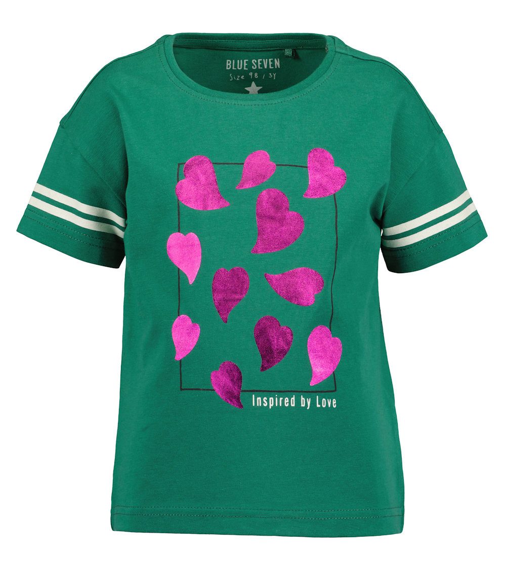 Blue Seven T-Shirt Blue Seven Mädchen T-Shirt Foliendruck Herzen grün (1-tlg)