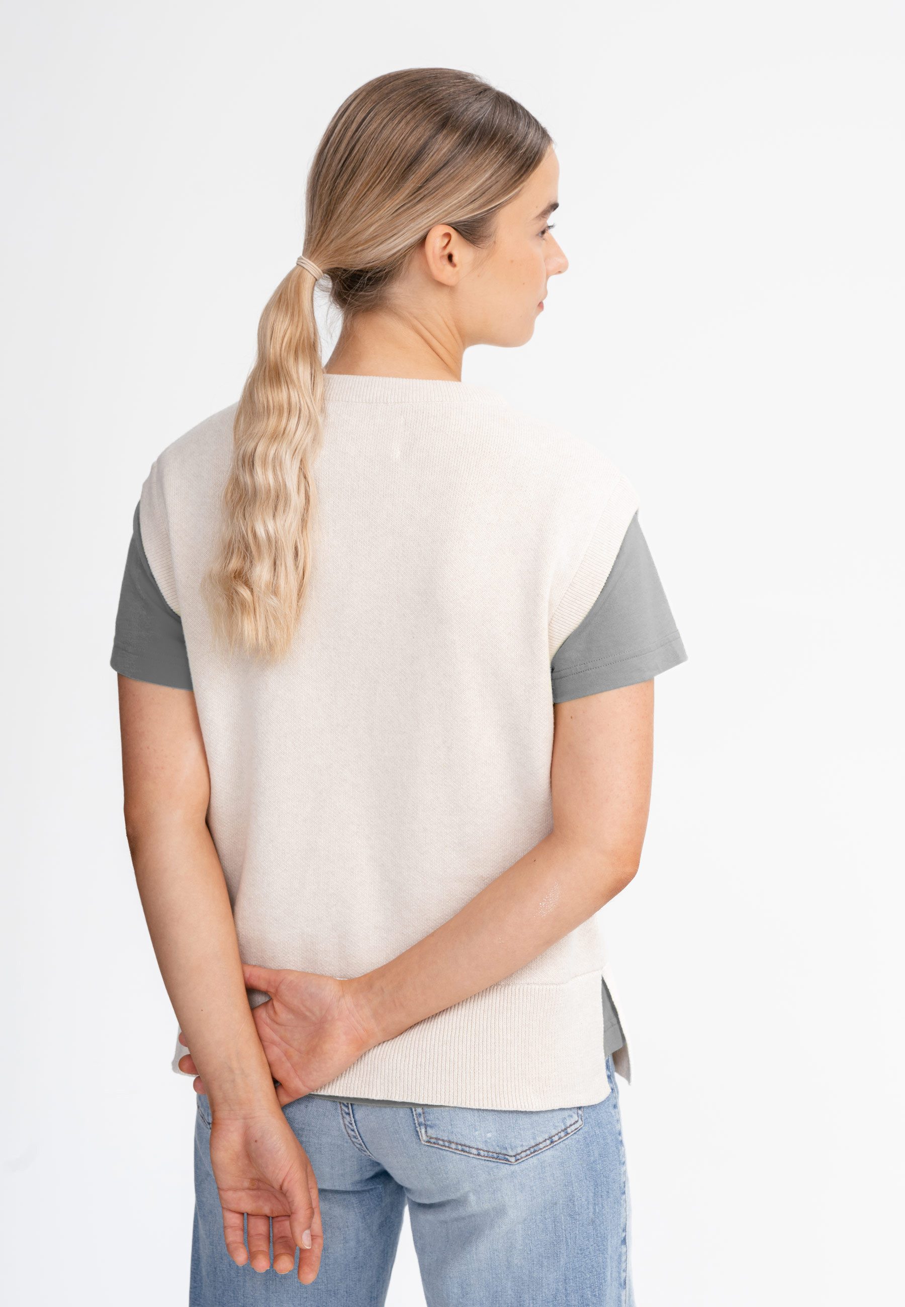 MELA Pullunder Jacquard Strick Pullunder Style JAMUNA Weicher Jacquard Strick