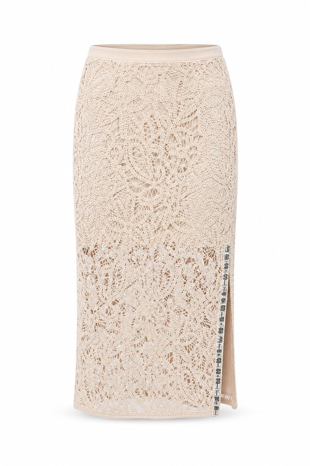 Liu Jo Sommerrock Macramé-Rock - Rock Damen - Spitzenrock - langer Midirock - beige