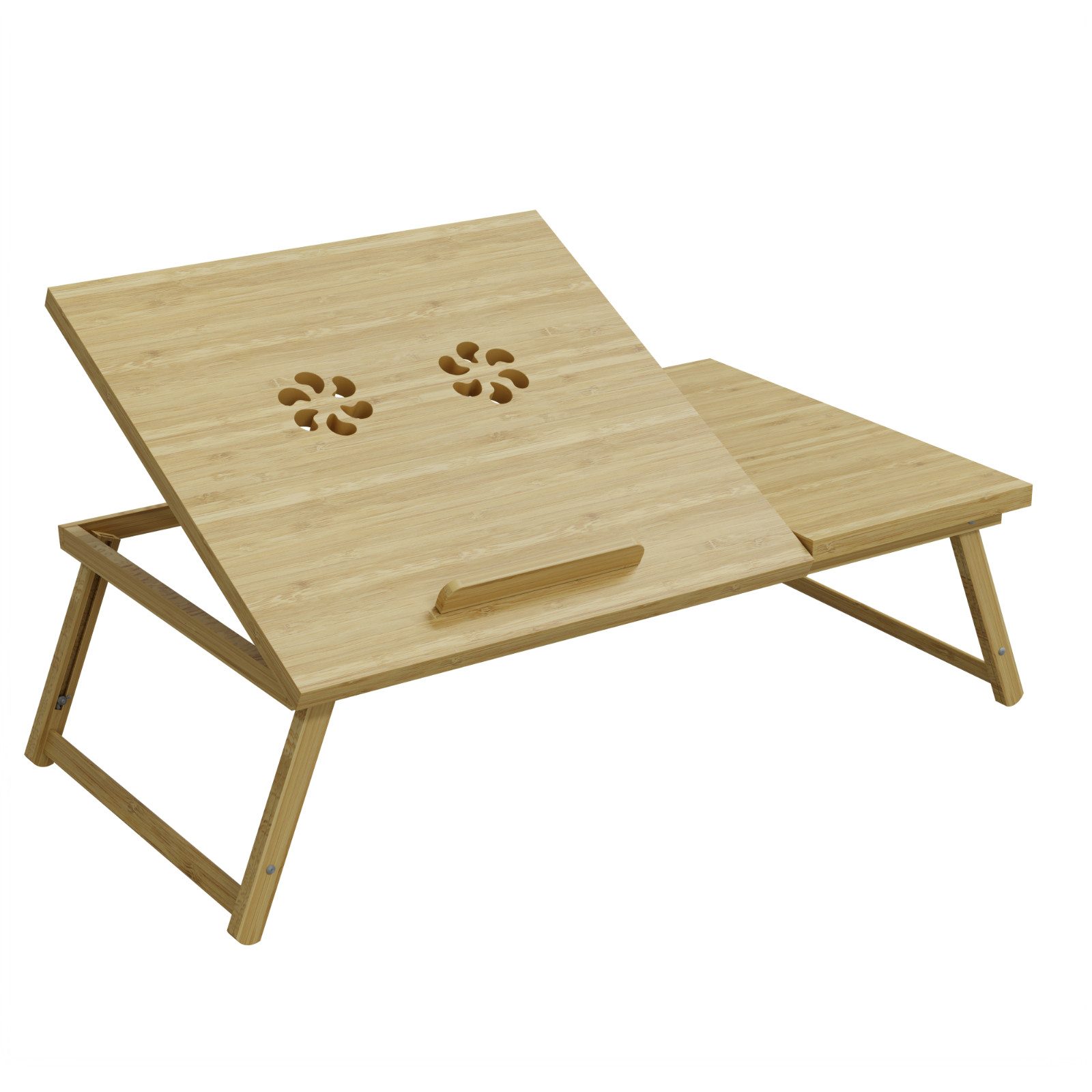 HAGO Laptoptisch HAGO24 Laptoptisch 54x34cm Bambus Lapdesk Notebooktisch Betttisch, klappbar, neigbar, höhenverstellbar