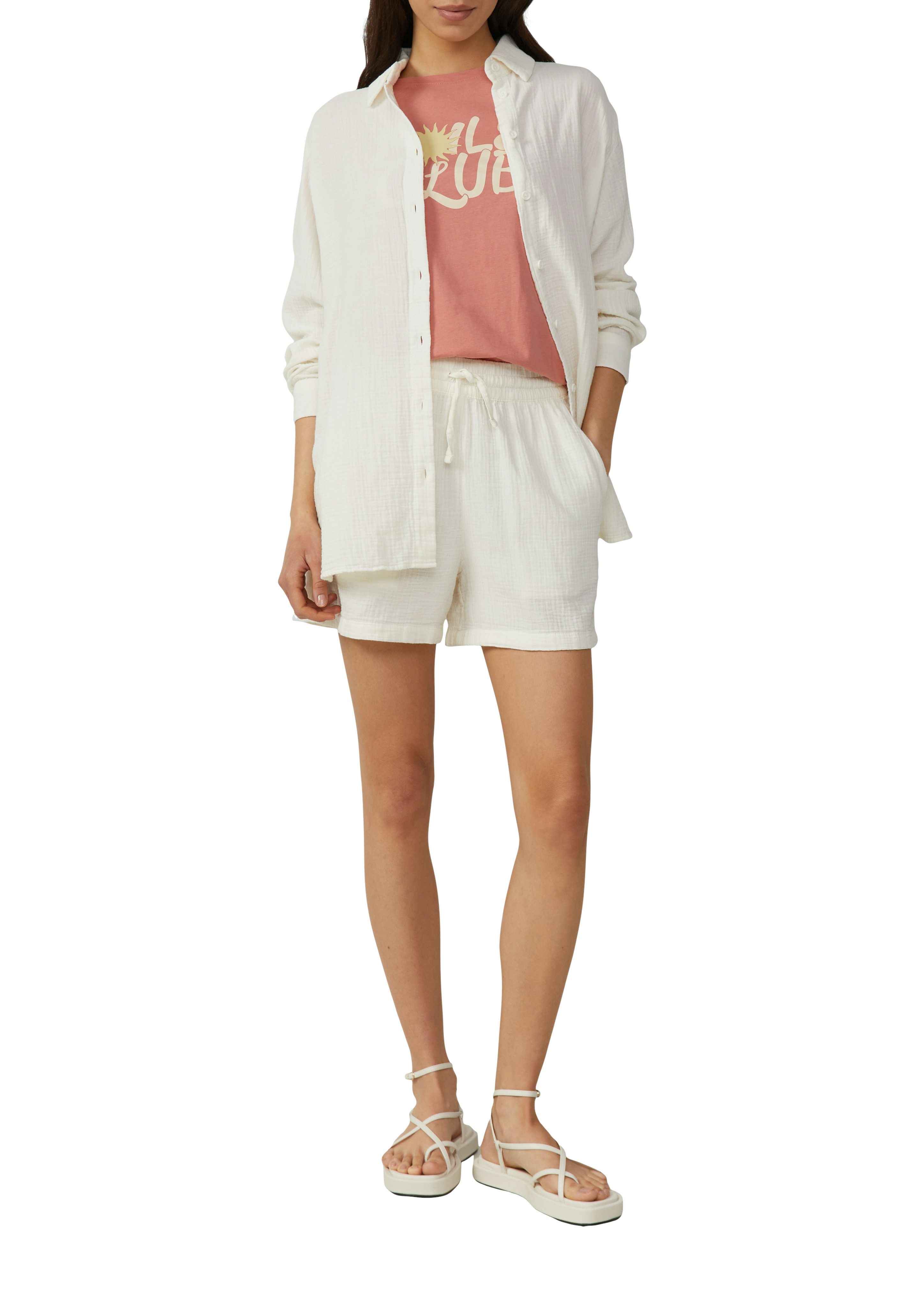 QS Shorts Sommerhose im Crinkle-Look und mit Bindeband günstig online kaufen