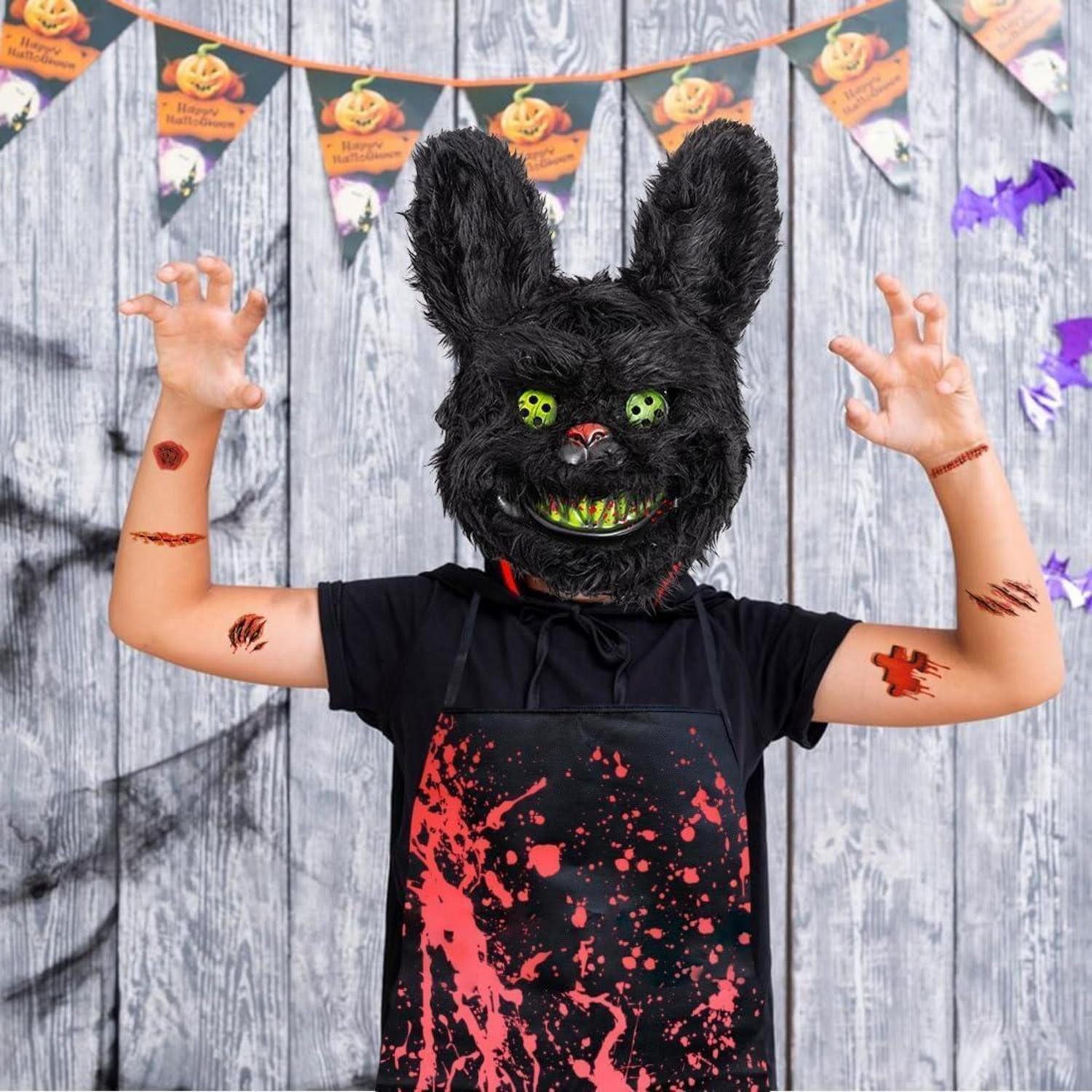 LuxusKollektion Monster-Kostüm Kostüm Halloween Horror Kaninchen Erwachsene Teenager Schwarz