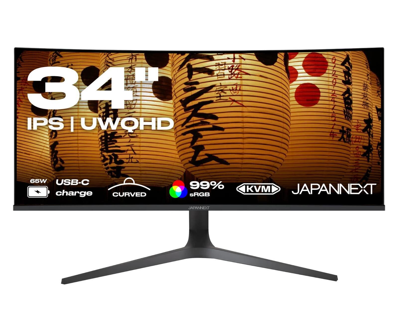 JAPANNEXT Curved-LED-Monitor (3440 x 1440, 5 ms Reaktionszeit, 60 Hz, ELED)