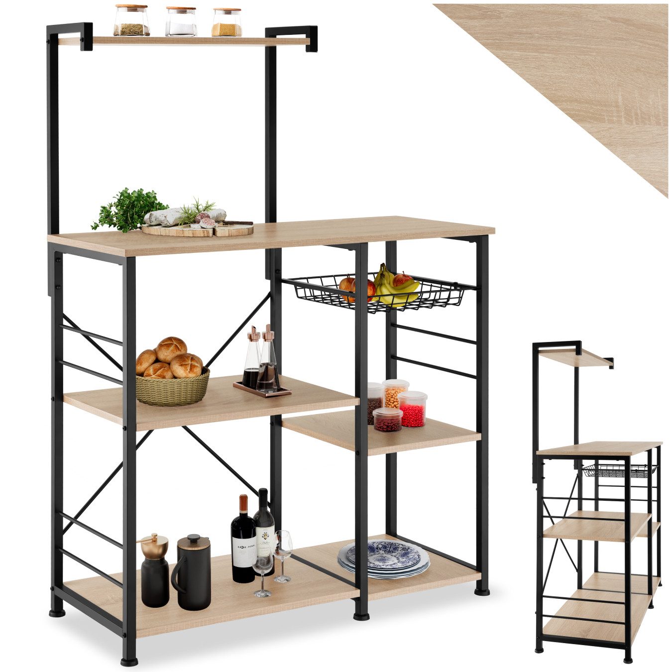 tectake Küchenregal Küchen-Standregal, 90 x 40 x 131,5 cm, höhenverstellbare Füße, Vorratsregal Crawley 1-tlg., Industrial Style, Holz & …