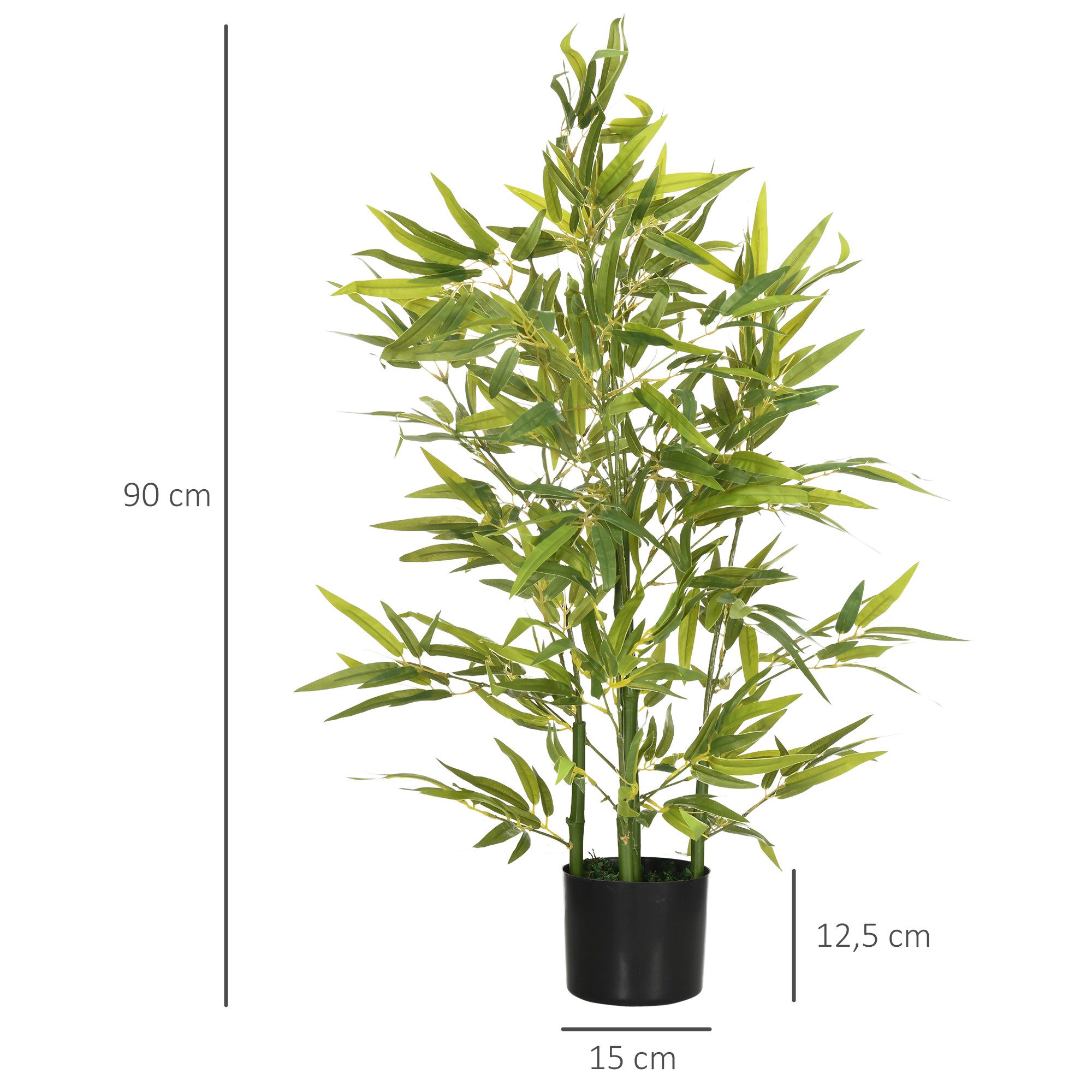 Kunstpflanze Künstliche Pflanze im Topf für den Innenbereich Bambus, HOMCOM, Höhe 90 cm, Deko für Wohnzimmer, Schlafzimmer, Garten