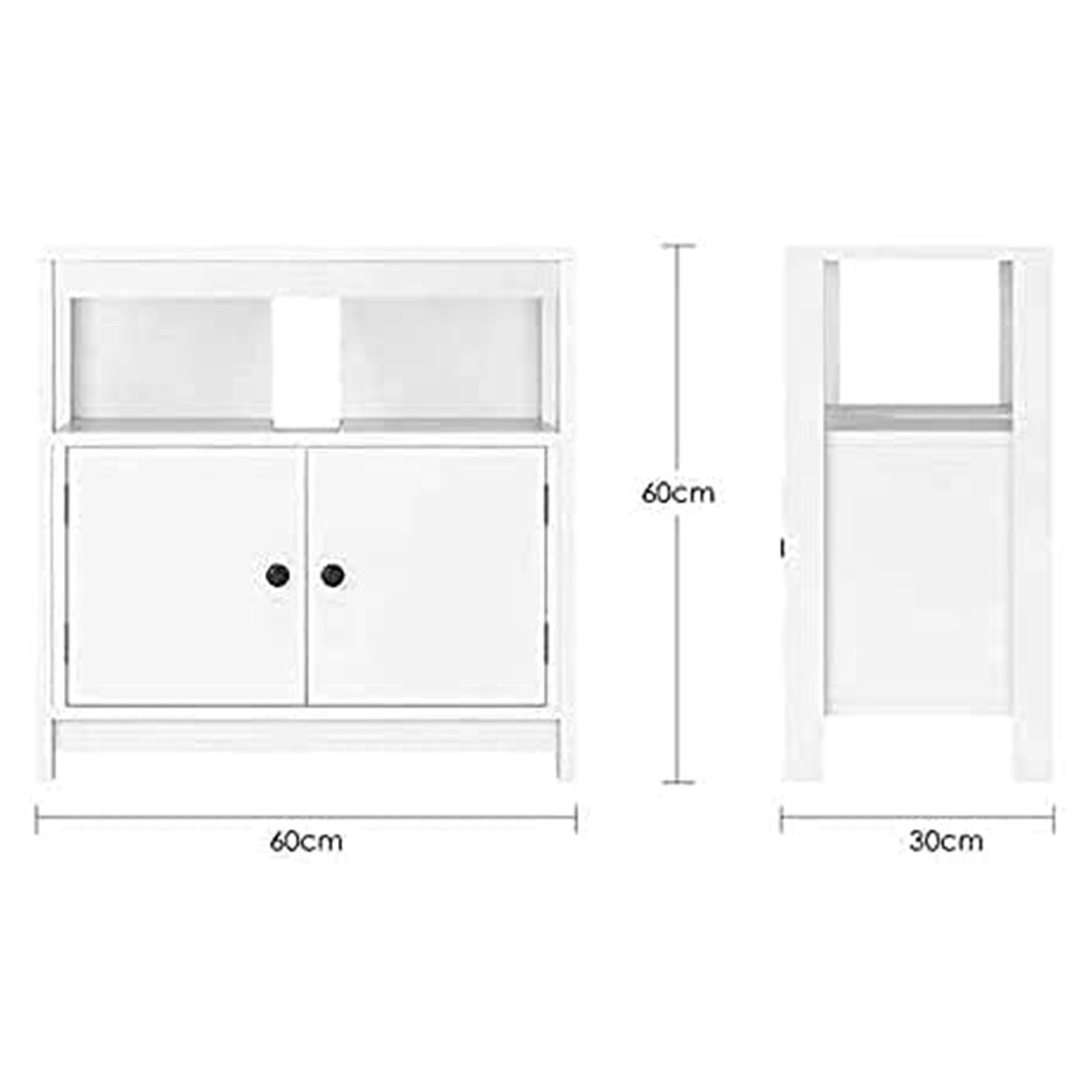 Türen mit 1 und 60x60x30cm Homfa Fach, Waschbeckenunterschrank Unterschrank