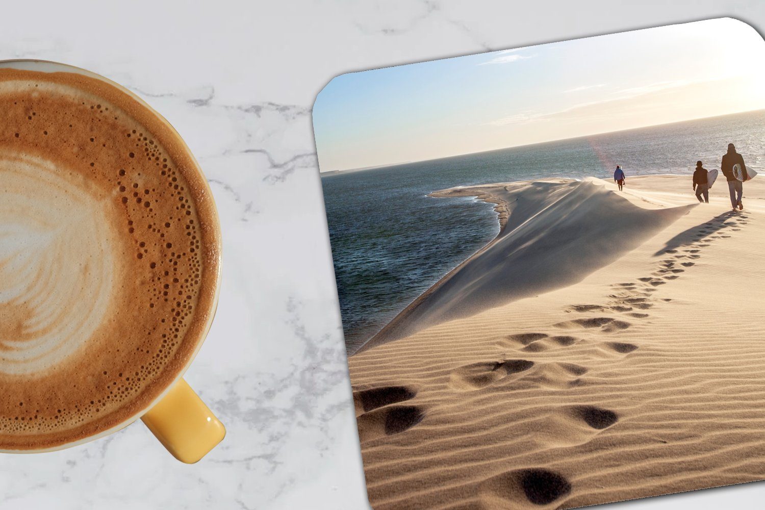 MuchoWow Glasuntersetzer Sanddünen am Meer, Gläser, Glasuntersetzer, Tischuntersetzer, Zubehör für Korkuntersetzer, Tasse Untersetzer, 6-tlg