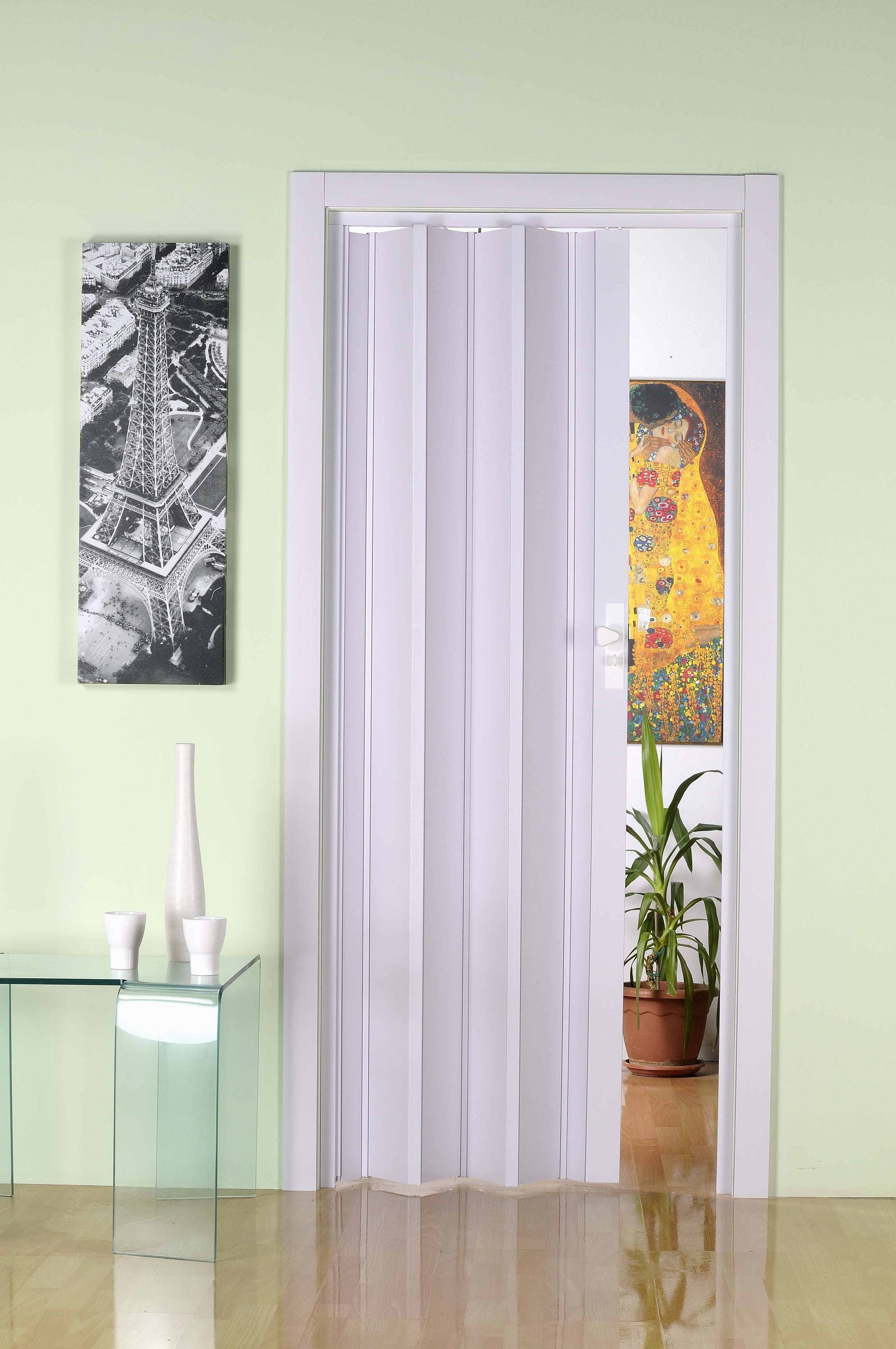 Forte Falttür Falttür Luciana B 88,5 x H 202 cm weiß Schiebetür Nischentür kürzbar (1 Stück), abwaschbar und für Naßräume geeignet