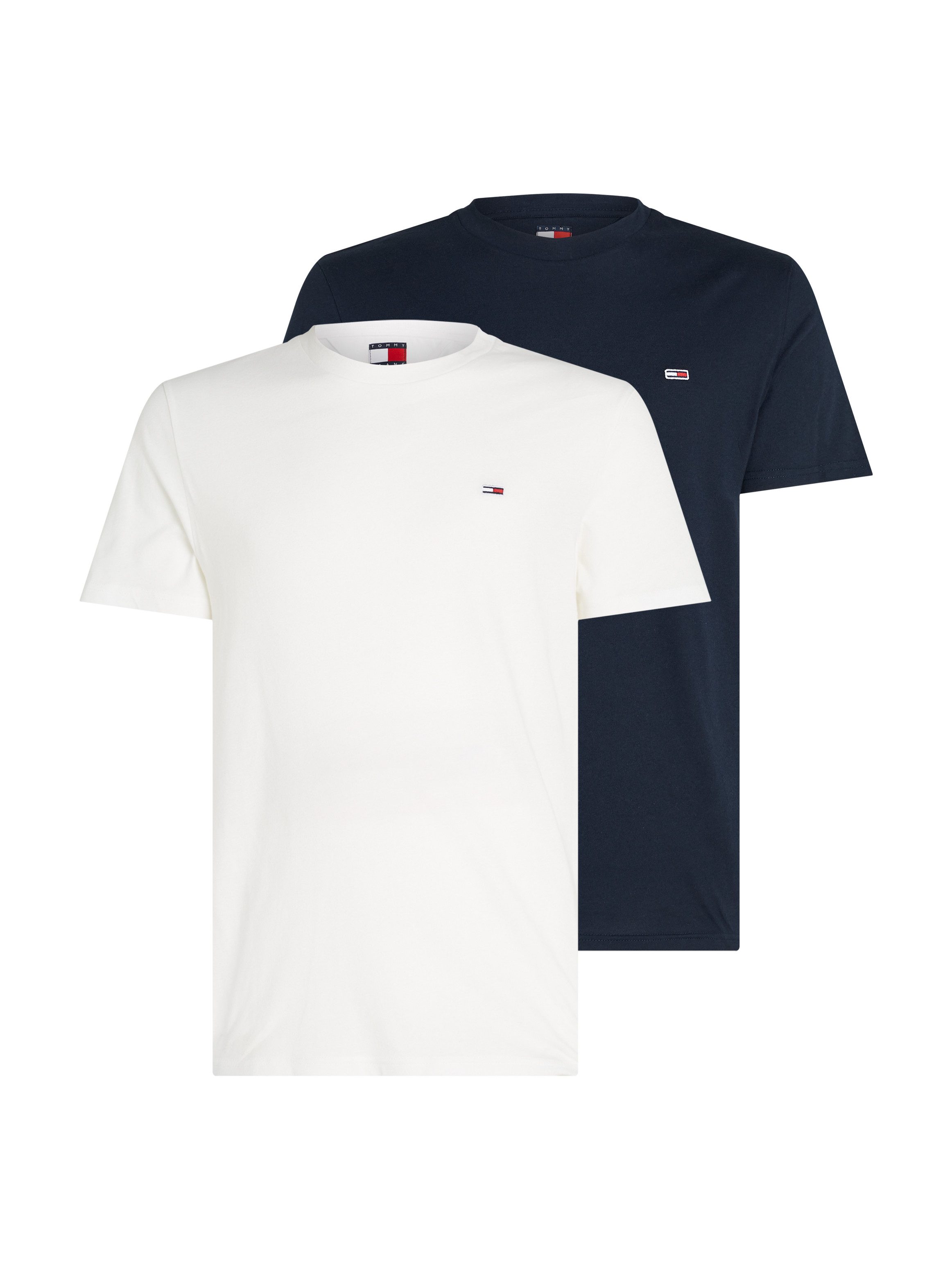 Tommy Jeans Rundhalsshirt TJM XSLIM 2PACK JERSEY TEE EXT (Packung, 2er-Pack) Logostickerei, 2Pack